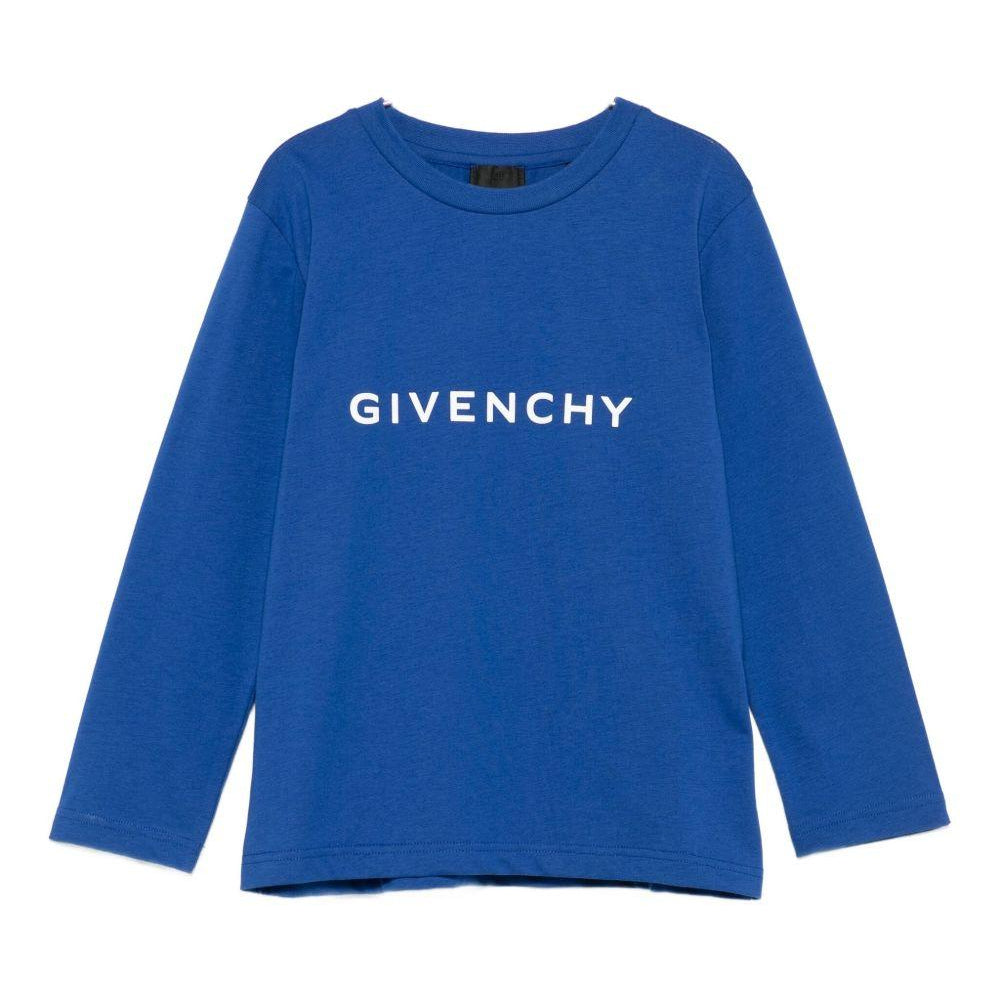 T-shirt per bambini Givenchy Kids blu con scritta con logo H30958 865 GIVENCHY KIDS
