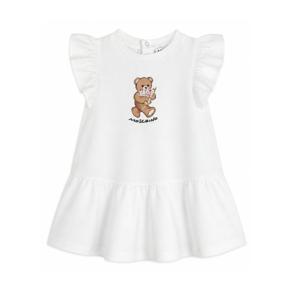 Abito per neonata Moschino Kids bianco con ruches MDV0DILFA06 10101 MOSCHINO KIDS
