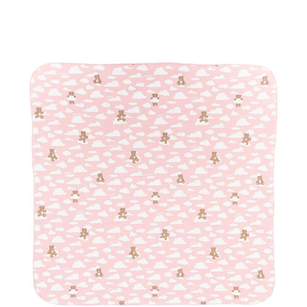 Coperta per neonata Moschino Kids rosa con stampa peluche a forma di nuvola all-over MRB00FLCA19 83696 MOSCHINO KIDS
