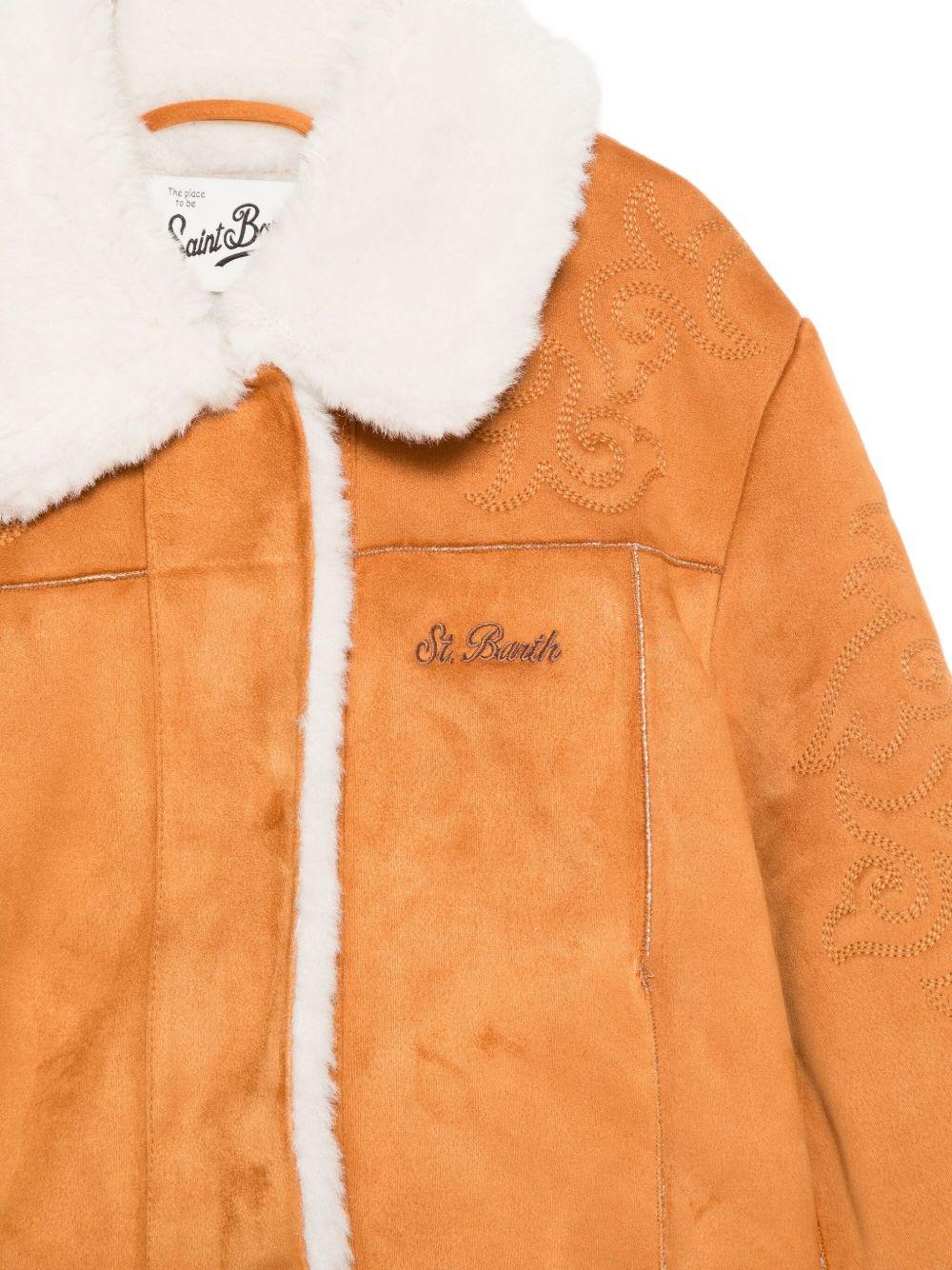 Giubbino per bambina MC2 Saint Barth Kids marrone con colletto in pelliccia sintetica LOA003 00199I MC2 ST. BARTH KIDS