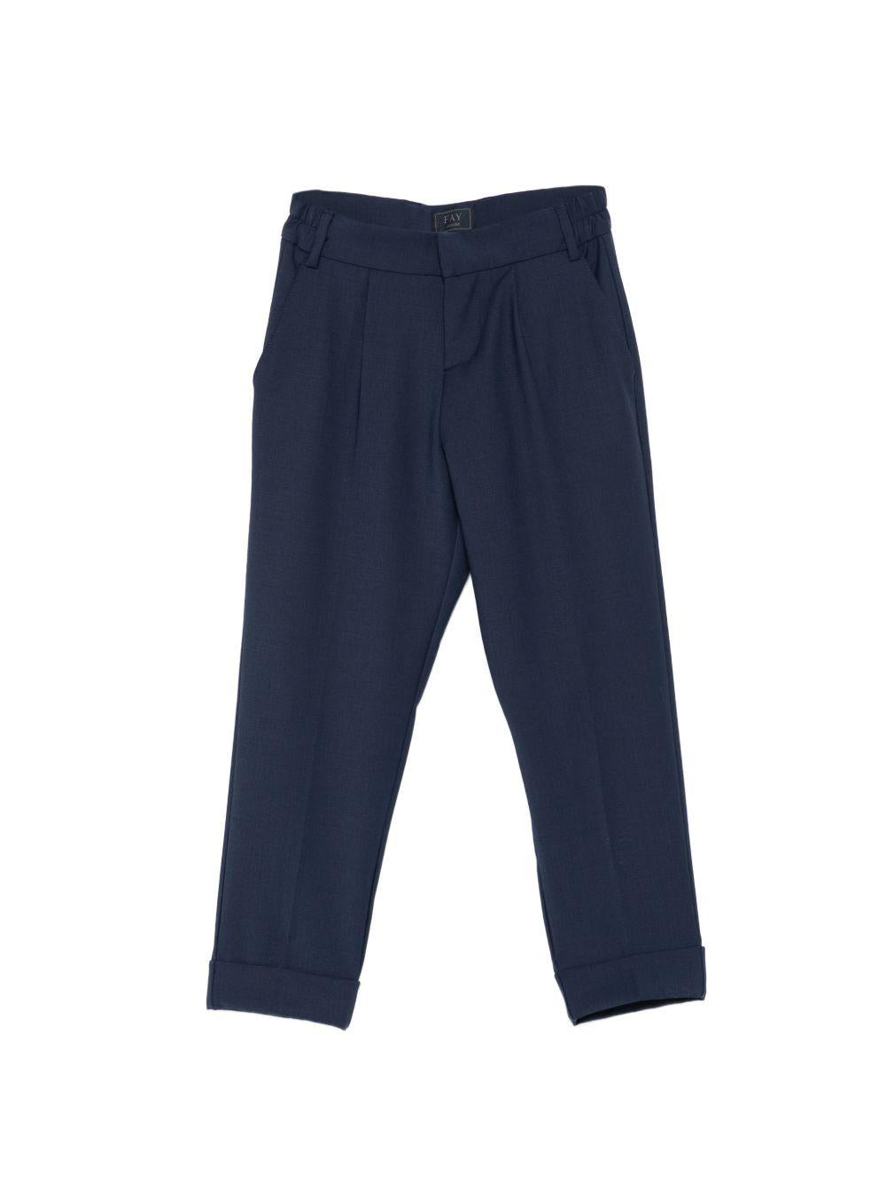 Pantaloni per bambino Fay Kids blu con passanti per cintura FY6P21 I0315 620 FAY KIDS