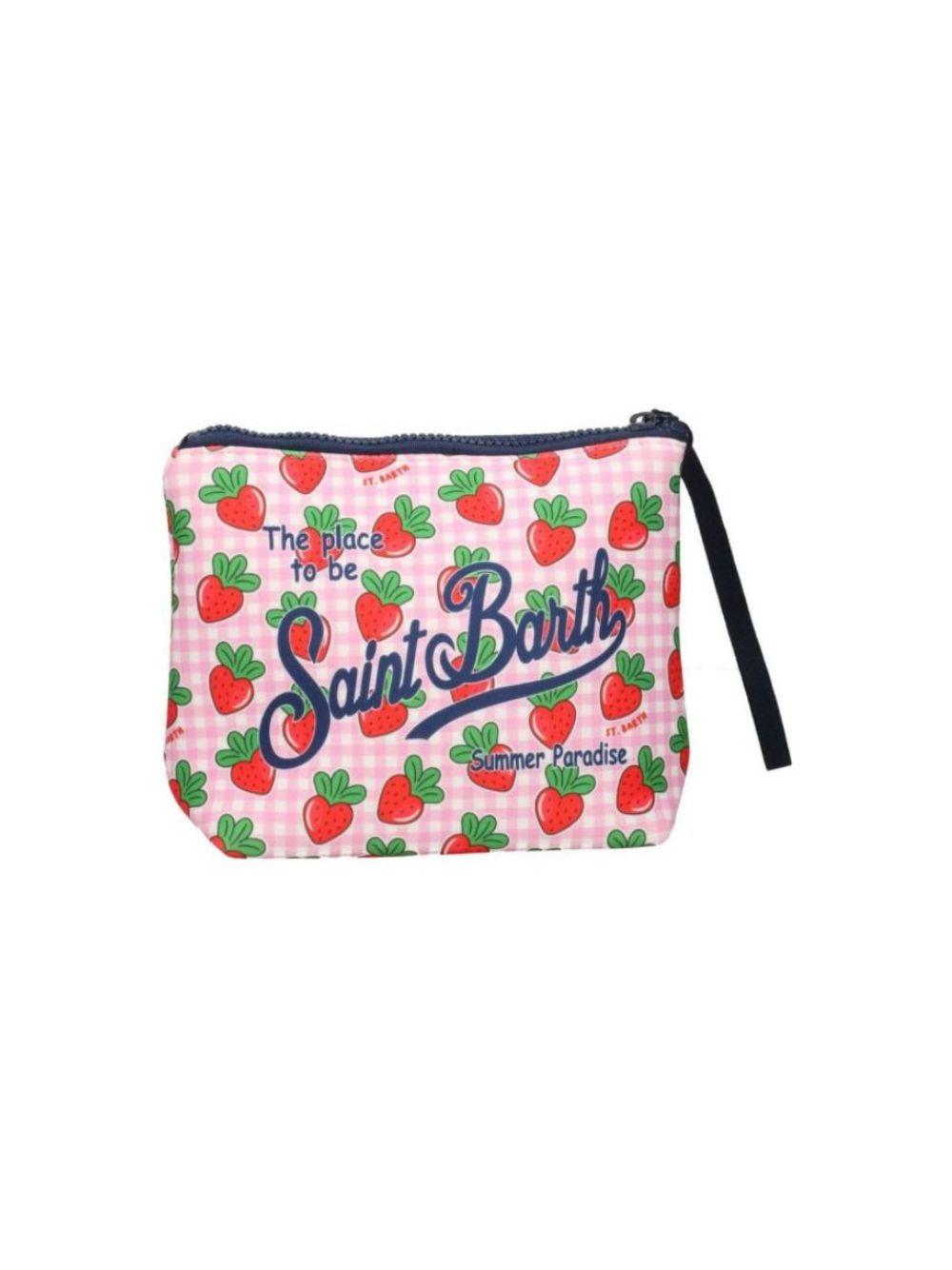 Pochette Aline MC2 Saint Barth rosa con stampa fragole all-over ALIN001 00273L MC2 ST. BARTH KIDS