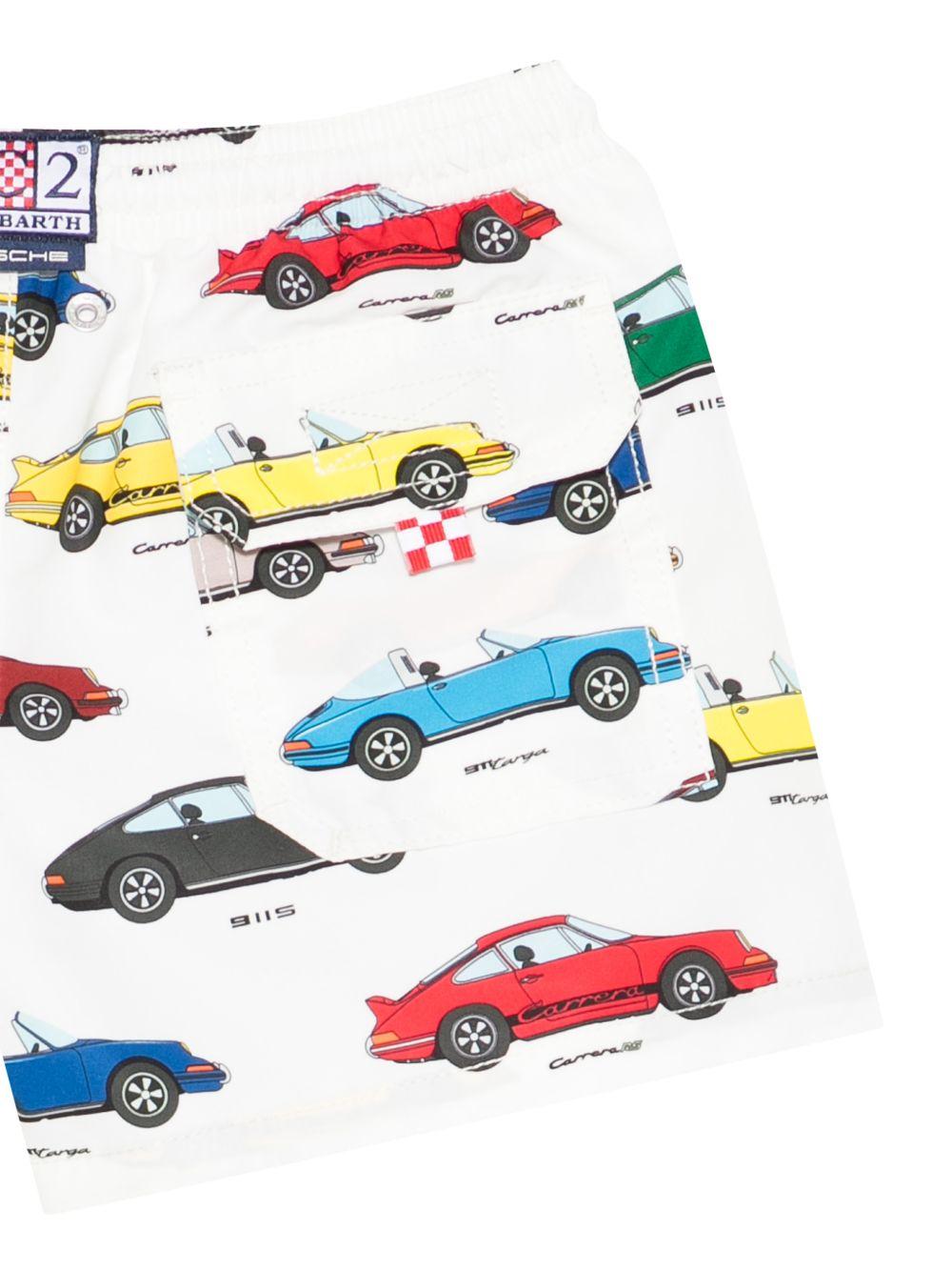 Costume da bagno per bambino MC2 Saint Barth Kids bianco con stampa auto all-over JEA0001 00857L MC2 ST. BARTH KIDS