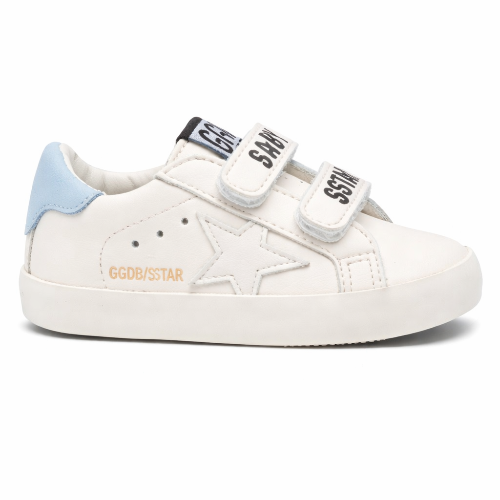 Sneakers per neonati Golden Goose Kids bianche con dettaglio tallone azzurro F00534F007129 11409 GOLDEN GOOSE KIDS