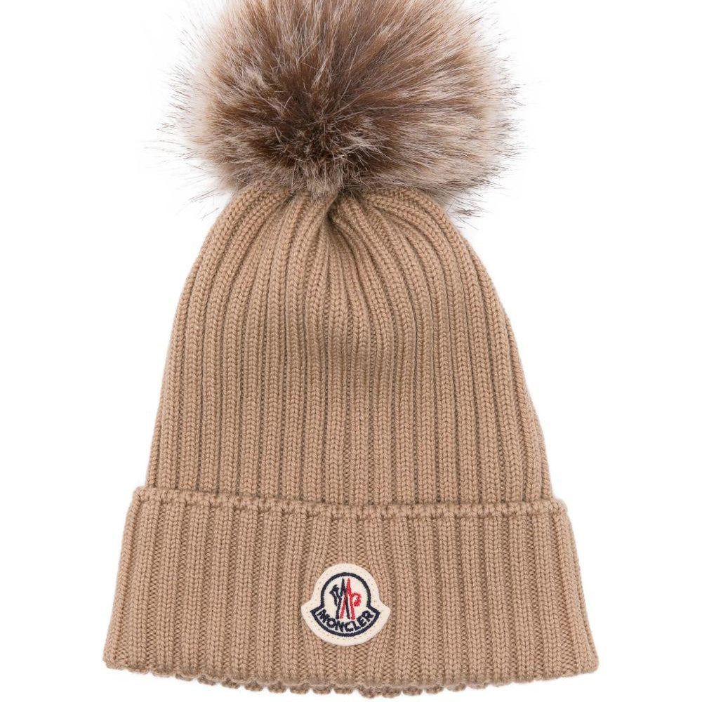 Berretto per bambini Moncler Enfant beige con pompon L29543B00007A9327 231 MONCLER KIDS