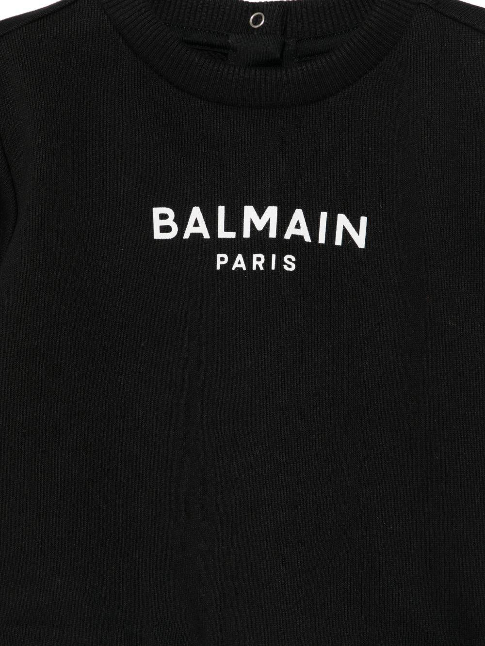 Felpa per neonati Balmain Kids nera con logo sul davanti BY4580 Z3183 930BC BALMAIN KIDS