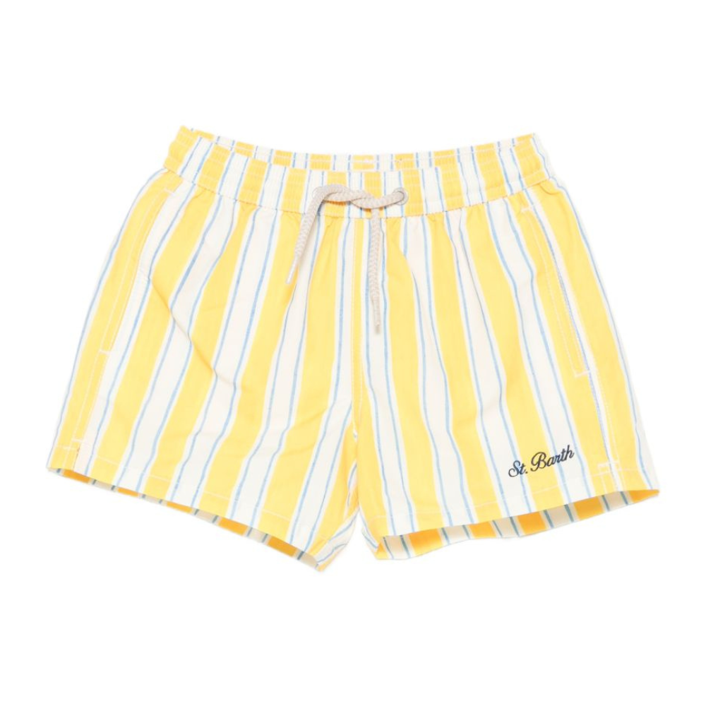 Costume da bagno Syros Jr. per bambino MC2 Saint Barth Kids bianco e giallo con motivo a righe SYR0002 04049L MC2 ST. BARTH KIDS
