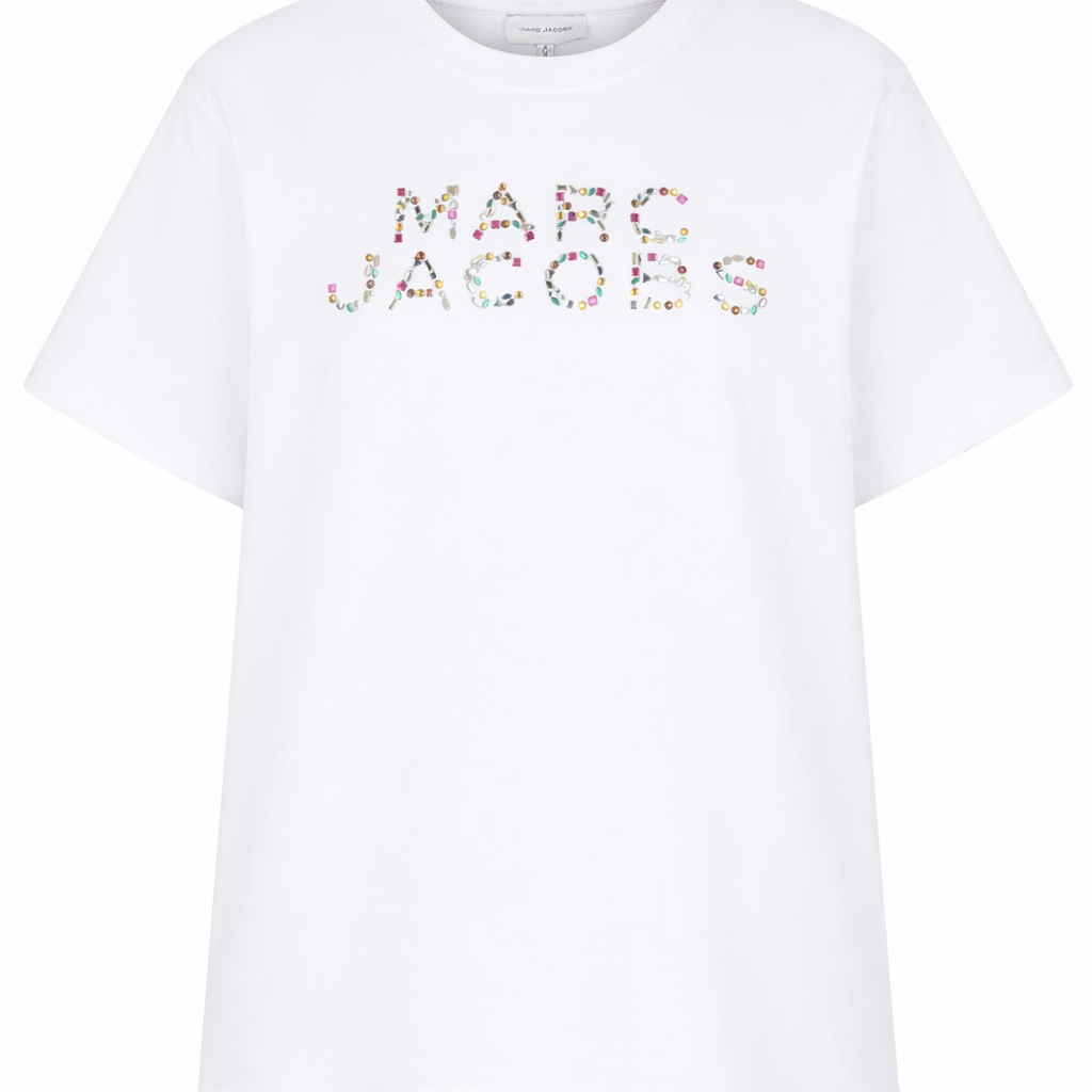 T-shirt per bambina The Marc Jacobs Kids bianca con stampa logo W60746 10P THE MARC JACOBS KIDS