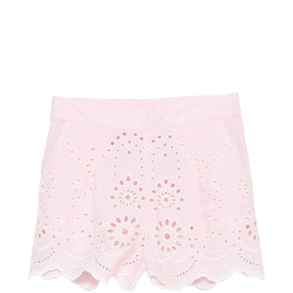 Shorts per bambina MC2 Saint Barth Kids rosa con ricamo floreale in broderie anglaise AMN0002 03034L MC2 ST. BARTH KIDS