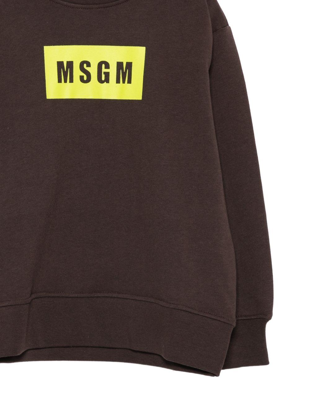 Felpa per bambino MSGM Kids marrone con dettaglio logo S6MSJUSW009 943 MSGM KIDS