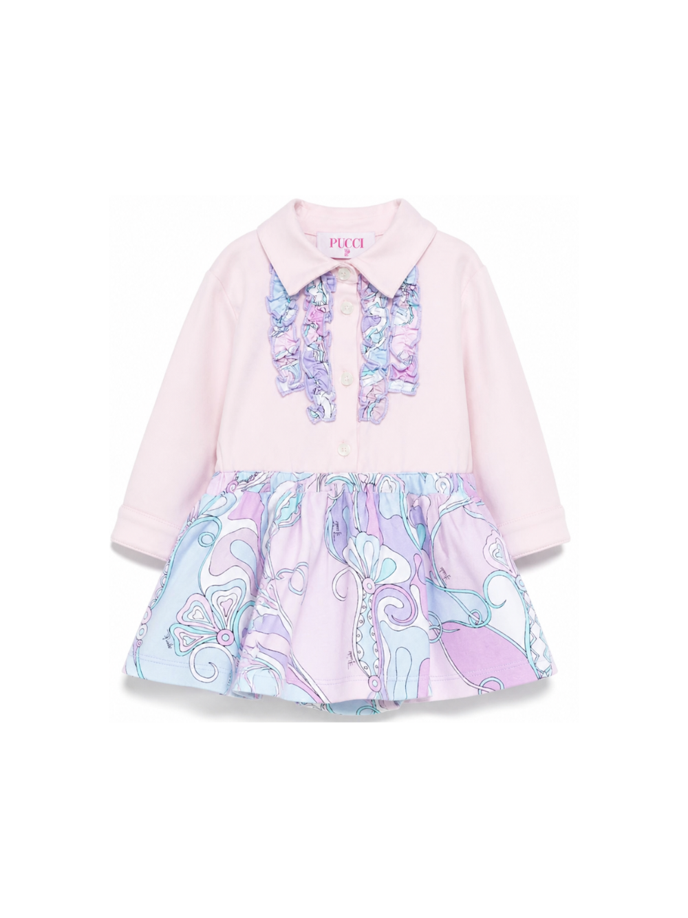 Abito per neonata Emilio Pucci Kids rosa con dettaglio stampa iride PZA000 Z3278 51S EMILIO PUCCI KIDS