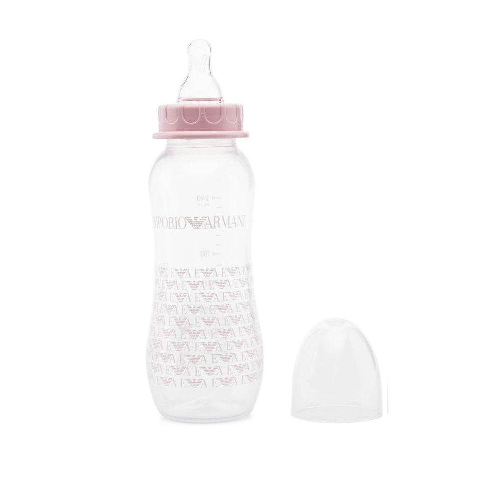 Set biberon per neonata Emporio Armani Kids rosa con stampa con monogramma 409172 CC919 00372 EMPORIO ARMANI KIDS
