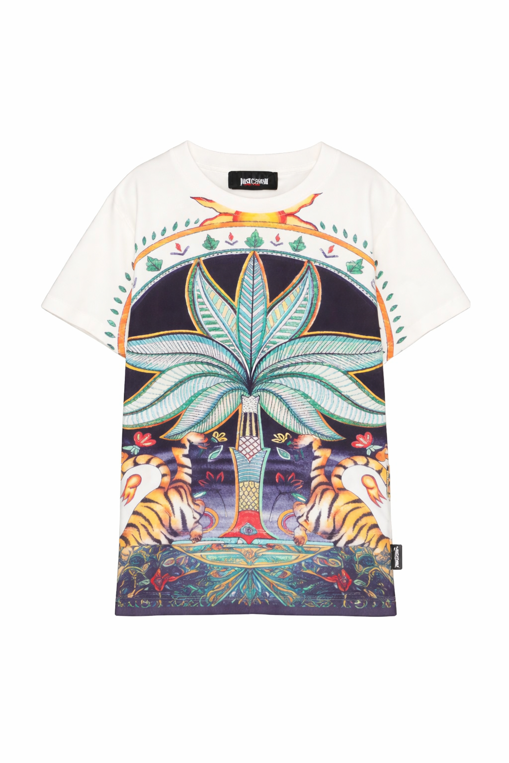 T-shirt per bambino Just Cavalli Kids bianco con stampa grafica JBP26077TS INDIA DIG. ROBERTO CAVALLI KIDS