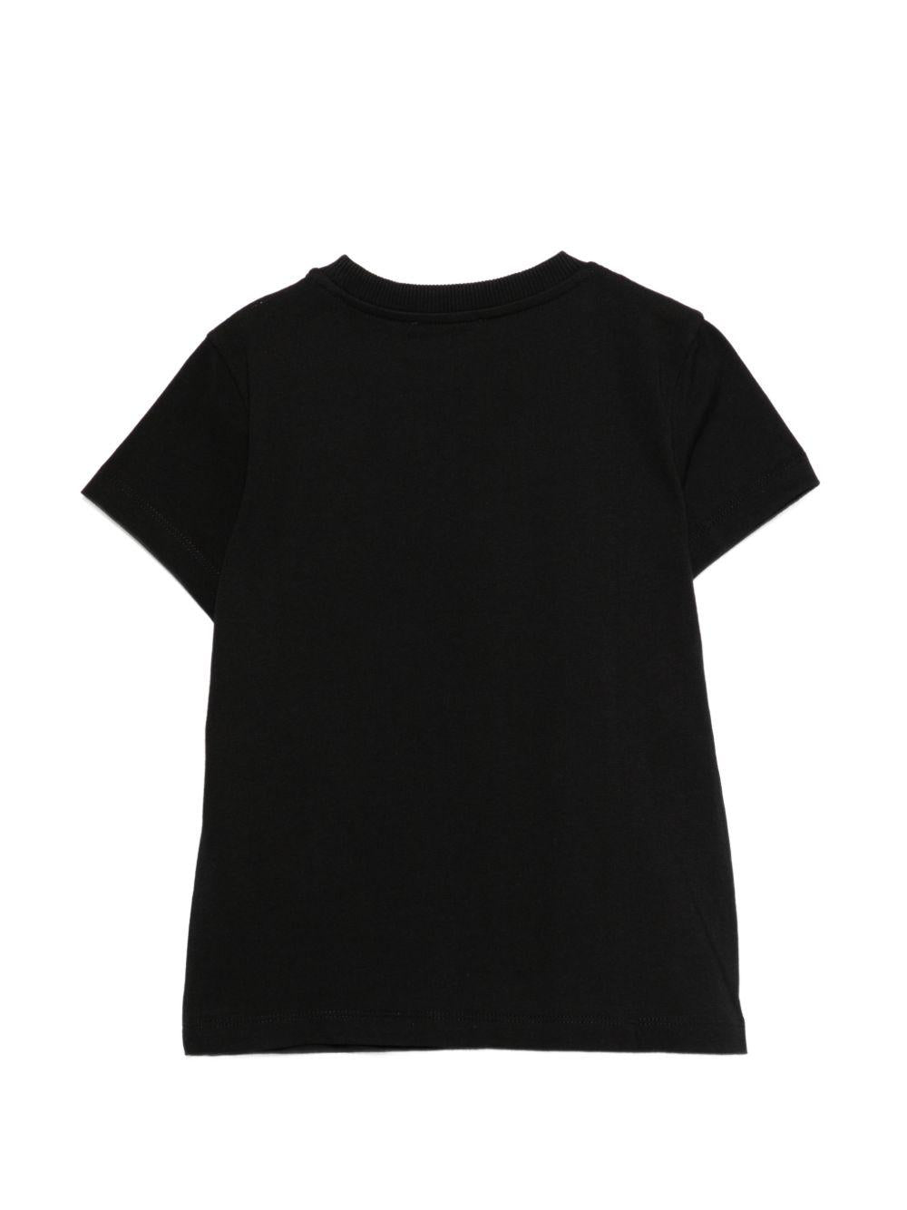 T-shirt per bambini Moschino Kids nera con stampa Teddy Bear HWM058LAA01 60100 MOSCHINO KIDS