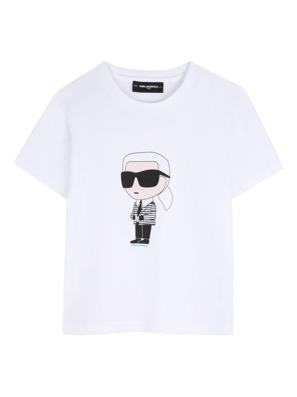 T-shirt per bambino Karl Lagerfeld Kids bianca con stampa grafica Z31096 10P KARL LAGERFELD KIDS