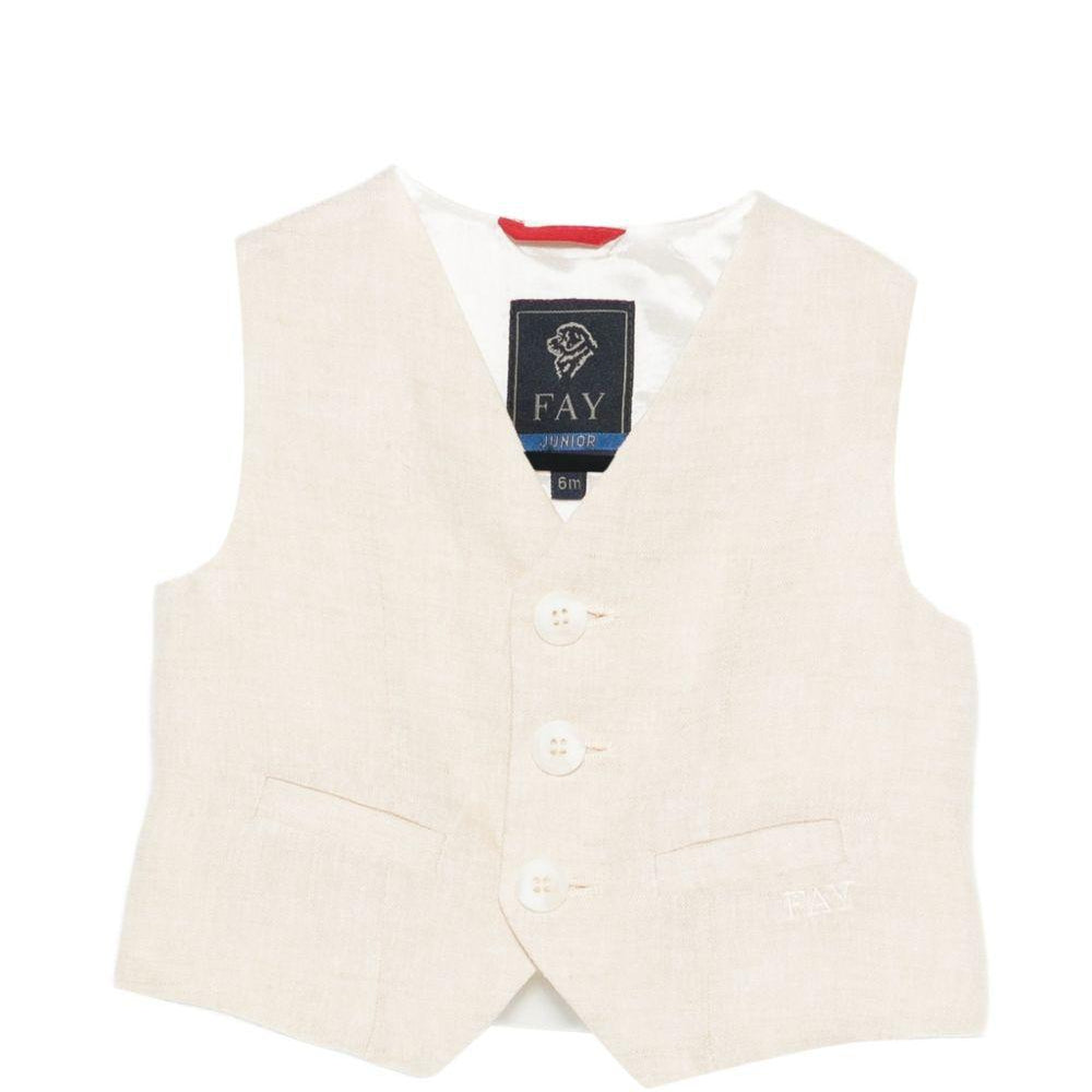 Gilet per neonato Fay Kids beige con logo ricamato tono su tono FY2542 I0318 109 FAY KIDS