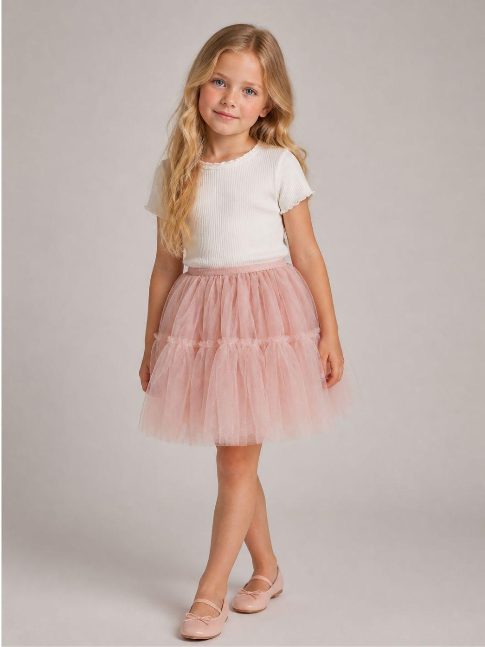 Gonna per bambina Monnalisa Kids rosa con trama in tulle 17HGON T9945 0066 MONNALISA KIDS