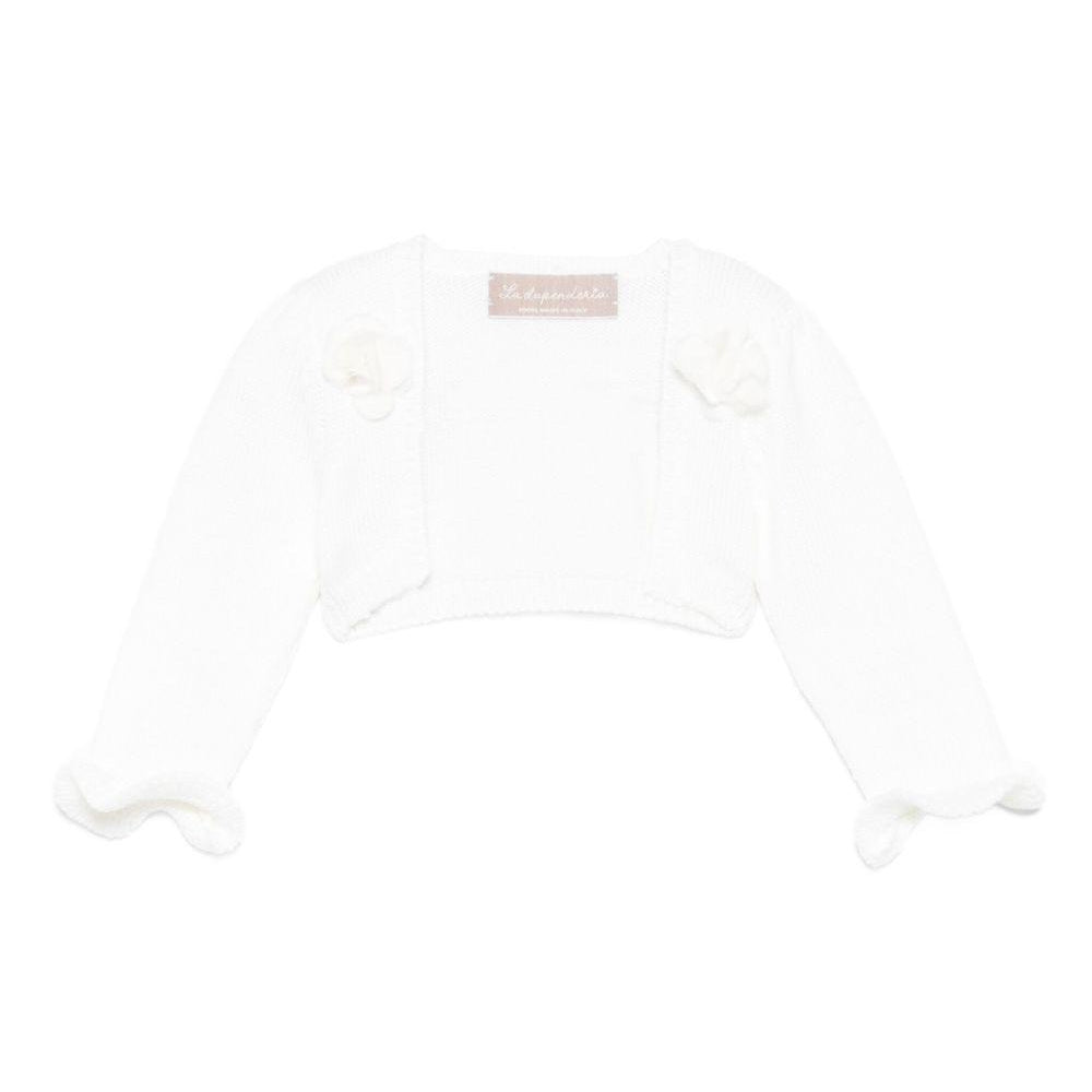 Cardigan per neonata La Stupenderia bianco con maniche arricciate 1WCSC62 800 LA STUPENDERIA