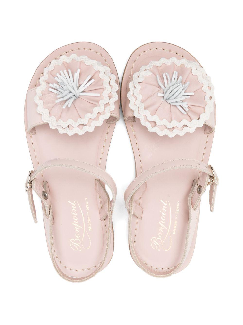 Sandali per bambina Bonpoint rosa con applicazione fiori sul davanti S06GSOL00009 025A BONPOINT KIDS