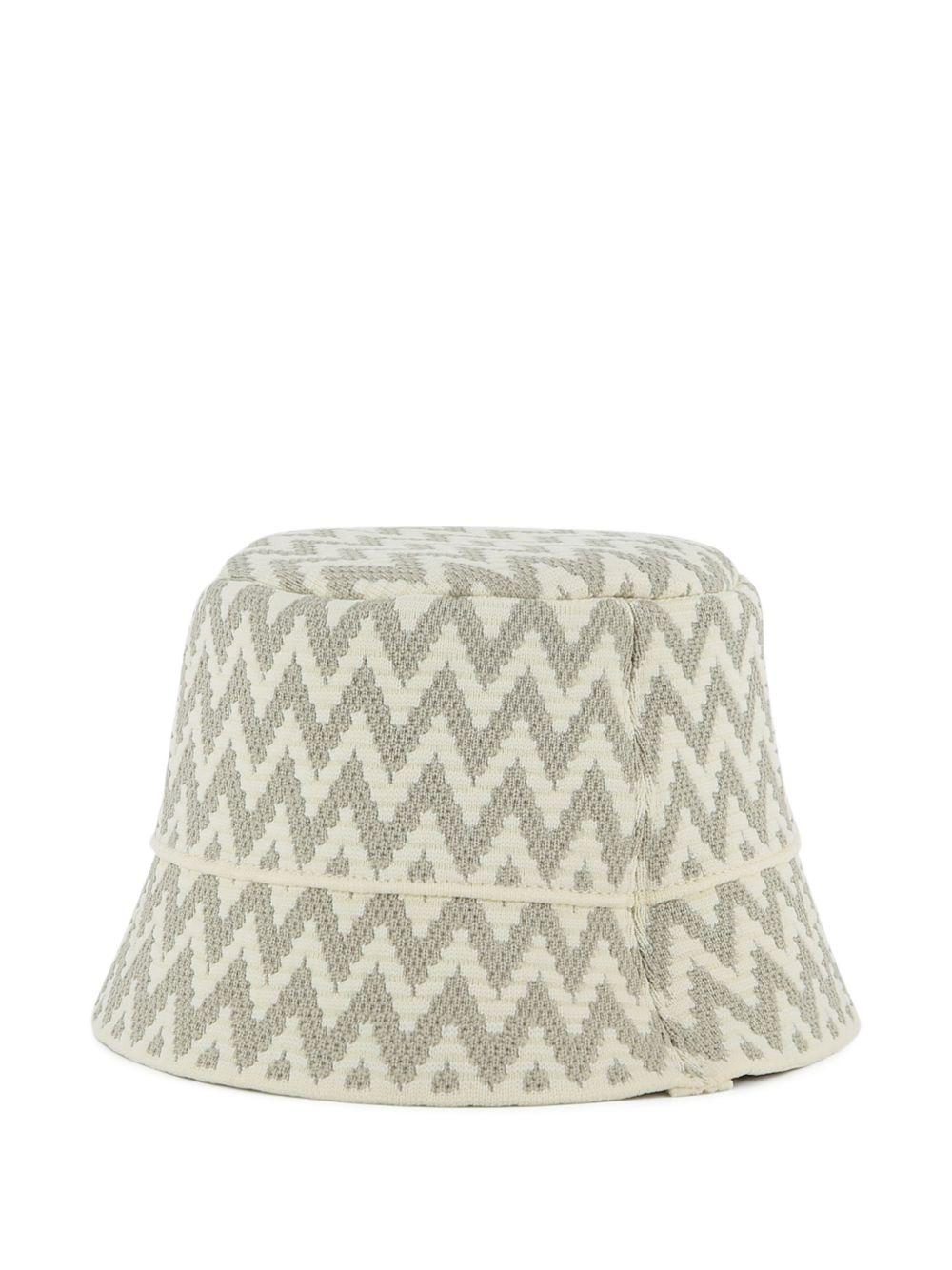 Cappello da pescatore per bambino Lanvin Enfant beige con motivo a chevron N30356 N52 LANVIN KIDS