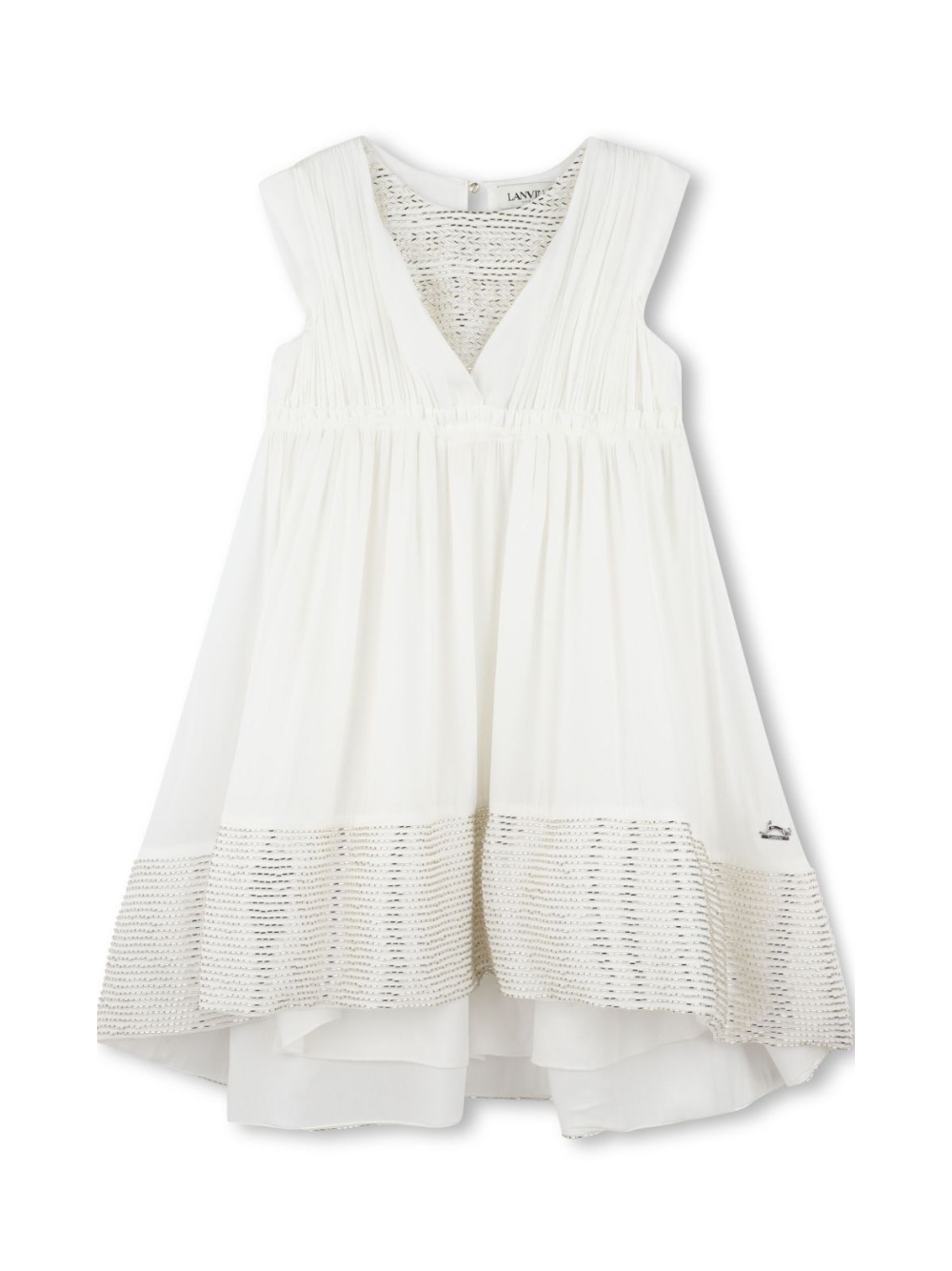 Abito per bambina Lanvin Enfant bianco con perline e scollo a V N30209 117 LANVIN