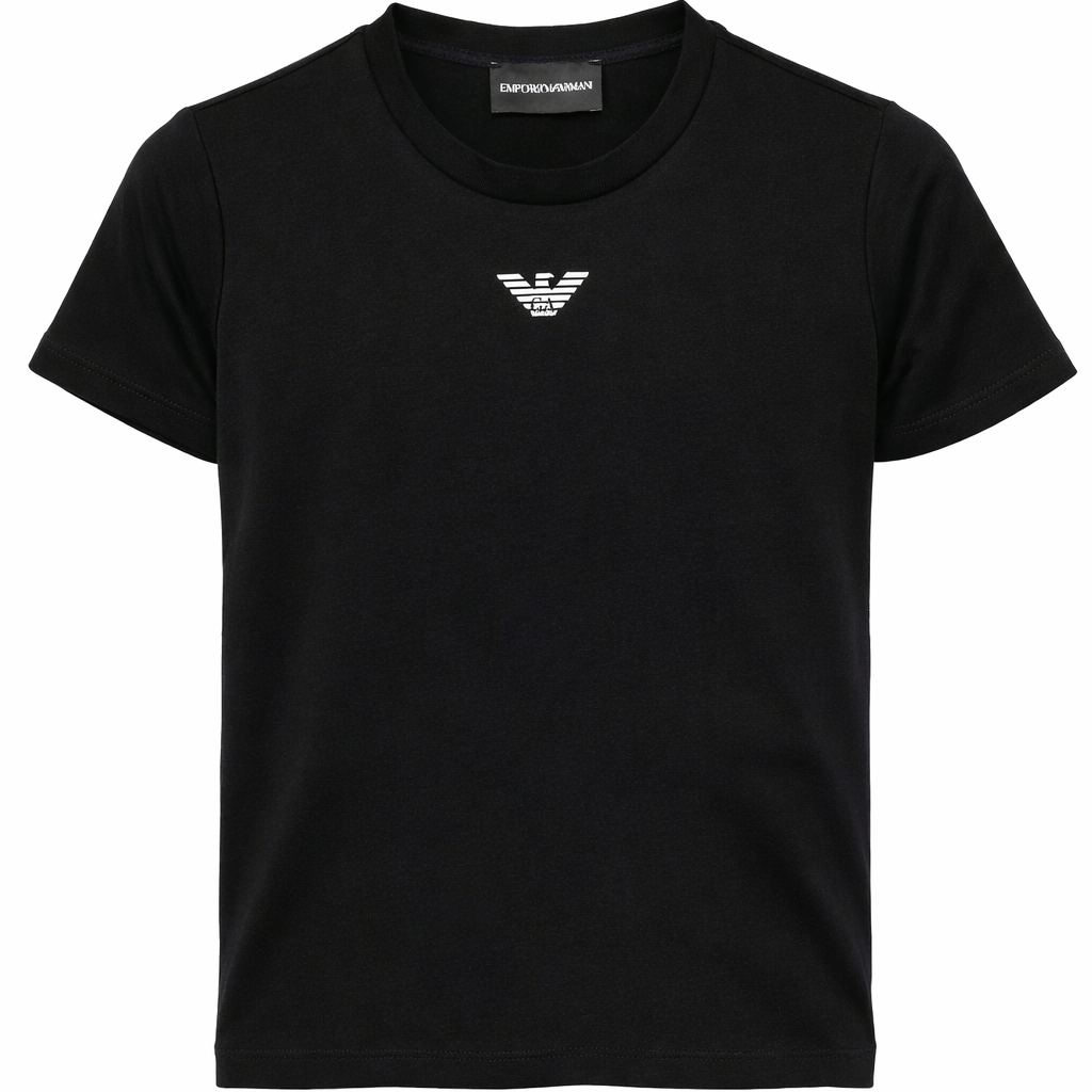 T-shirt per bambino Emporio Armani Kids blu con logo Aquila sul davanti EB000421 AF15013 MB250 EMPORIO ARMANI KIDS