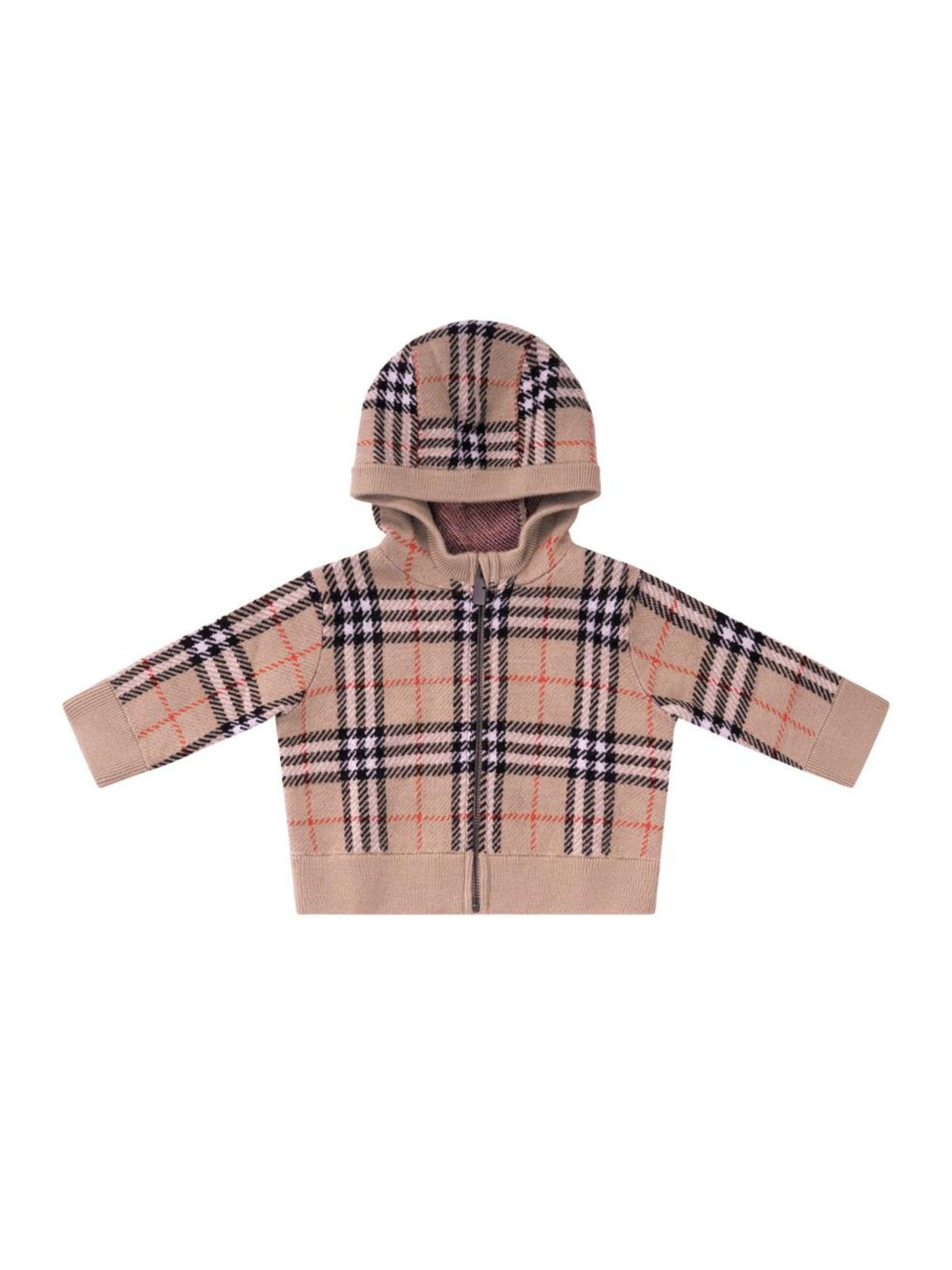 Felpa per neonato Burberry Kids beige con caratteristico motivo Vintage Check 8121171 B9368 BURBERRY KIDS