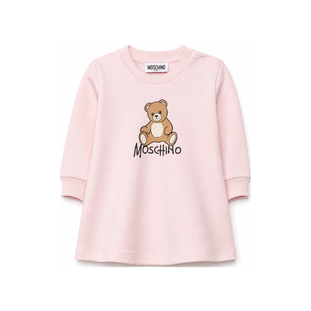 Abito per neonata Moschino Kids rosa con motivo Teddy Bear MBV0CVLCA40 50209 MOSCHINO KIDS