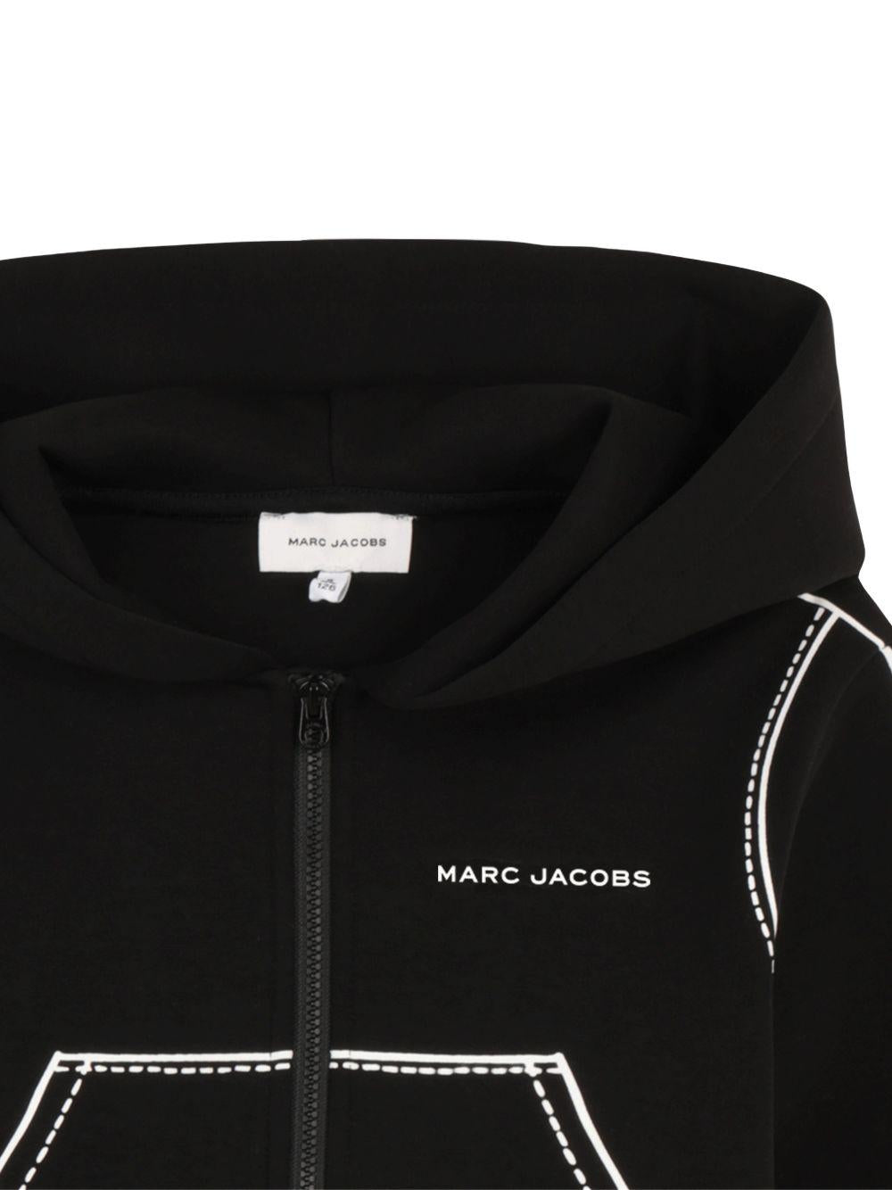 Felpa per bambina The Marc Jacobs Kids nera con dettagli disegnati bianchi W60747 09B THE MARC JACOBS KIDS