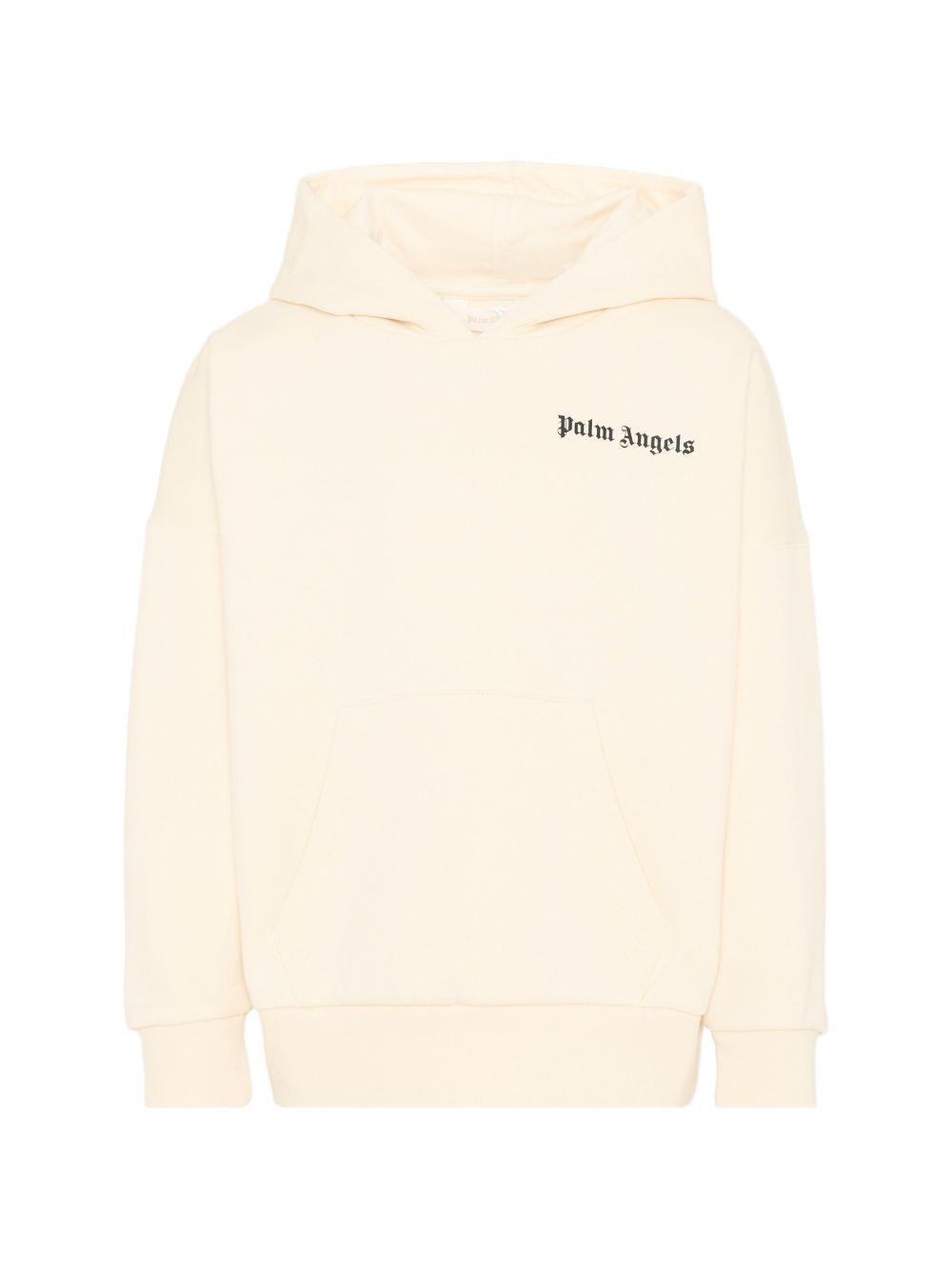 Felpa per bambino Palm Angels Kids bianca con logo sul davanti PBBB011S26FLE001 002 PALM ANGELS KIDS
