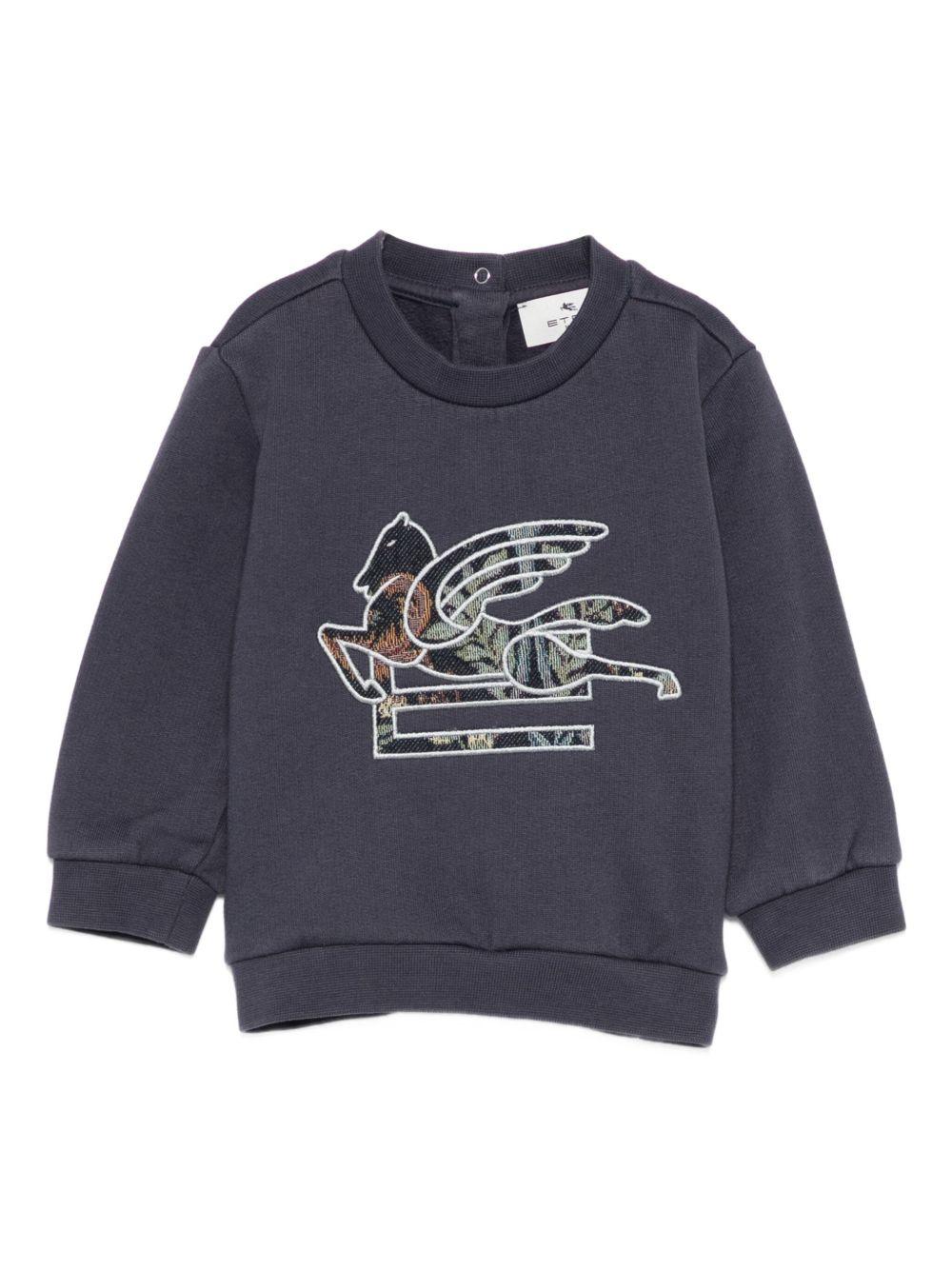 Felpa per neonati Etro Kids blu con ricamo Pegaso e chiusura con bottoni GX4510 Z3333 667 ETRO KIDS