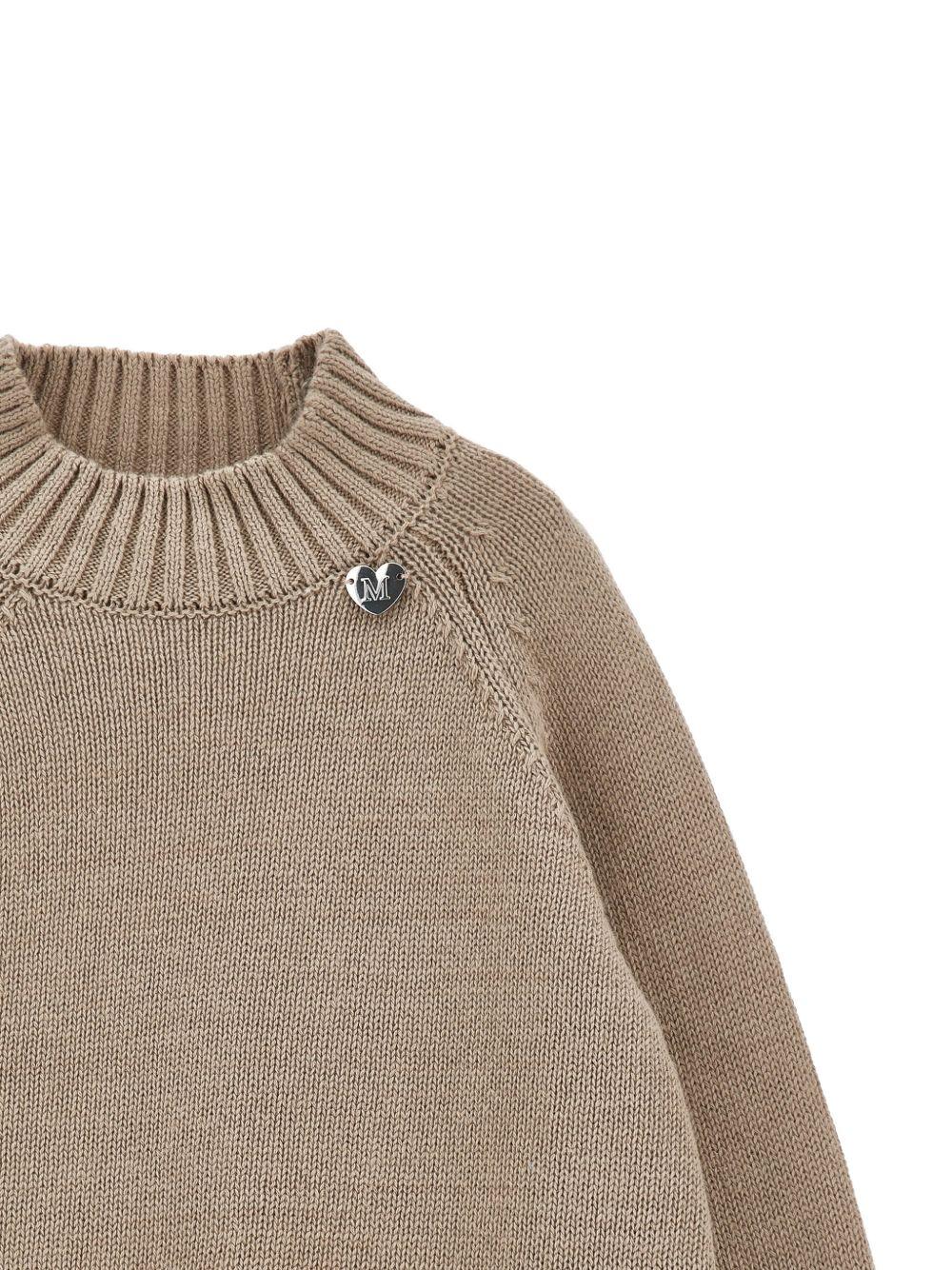 Maglione per bambina Monnalisa Kids marrone con design lavorato a maglia 17H601 8060 0003 MONNALISA KIDS