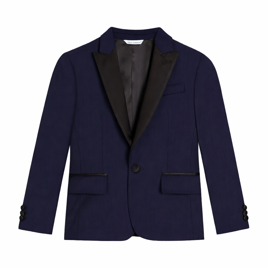 Giacca per bambino Dolce & Gabbana Kids blu con revers a lancia L41J89 G7PQI B0665 DOLCE & GABBANA KIDS