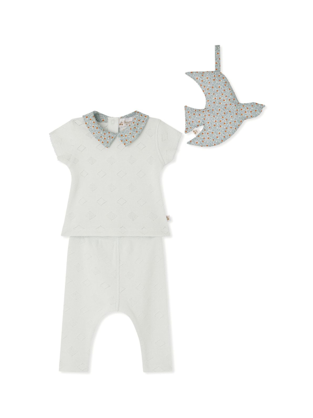 Set pantaloni Daisie per neonato Bonpoint blu con colletto con pettorina S05OKIK00001 010 BONPOINT