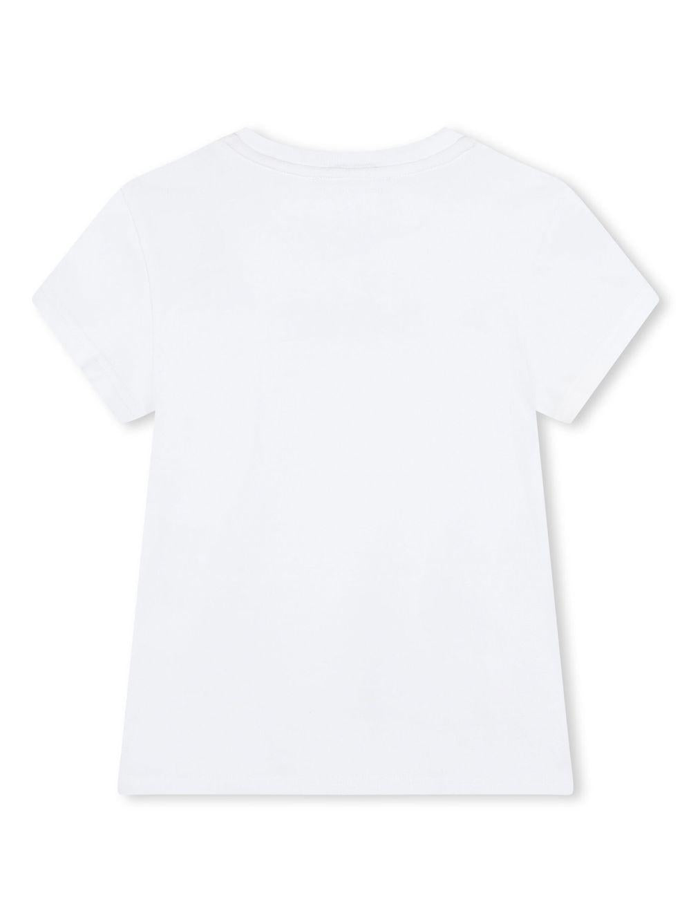 T-shirt per bambina Dkny Kids bianco con stampa con logo sul davanti D62304 10P DKNY