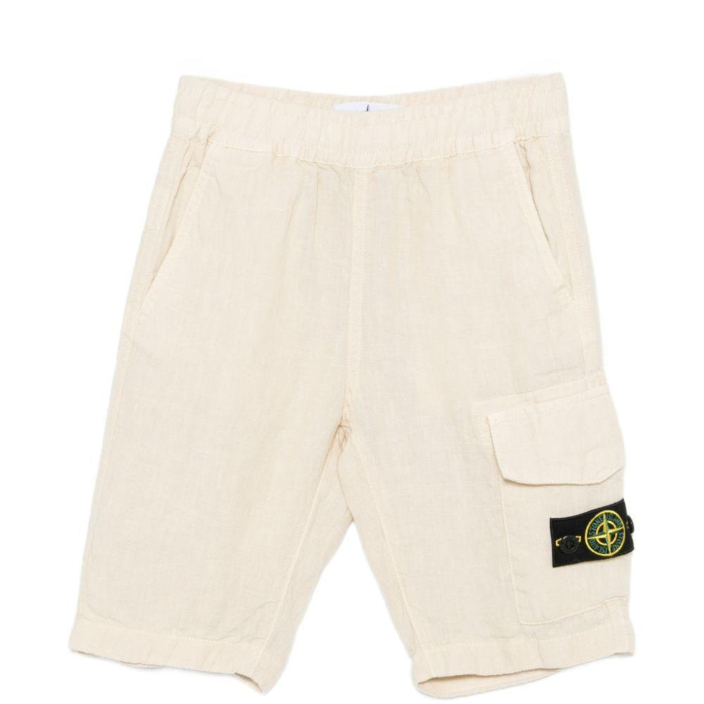 Shorts per bambino Stone Island Junior beige con applicazione logo L1S16L100001S0145 V0097 STONE ISLAND KIDS