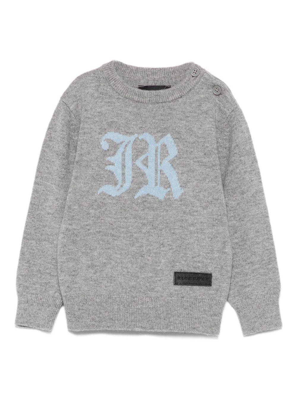 Maglione per neonato John Richmond Junior grigio con logo a intarsio RIA25009MA GREY STEEL JOHN RICHMOND JUNIOR