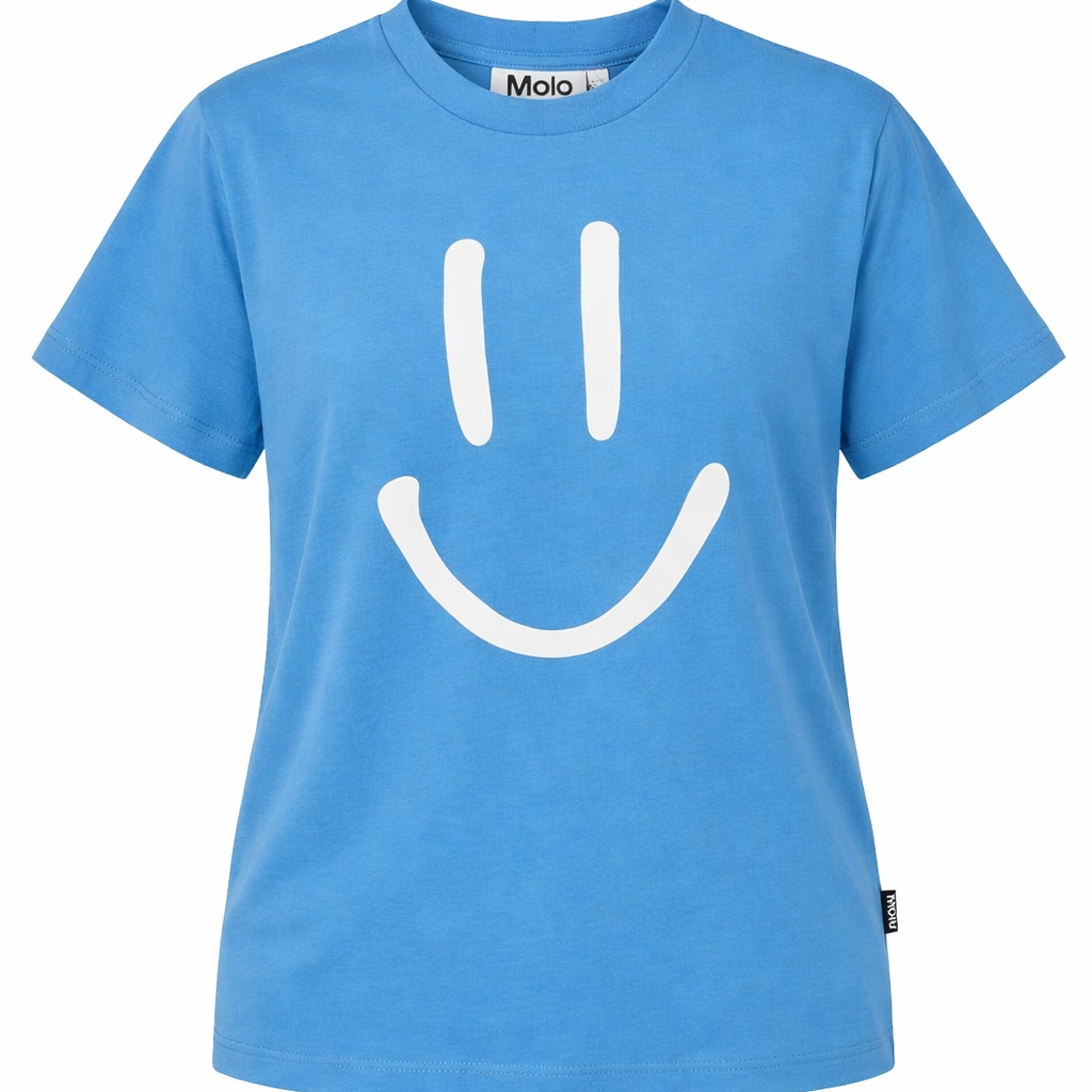 T-shirt per bambini Molo azzurra con stampa smile 6S26A201 5615 MOLO KIDS