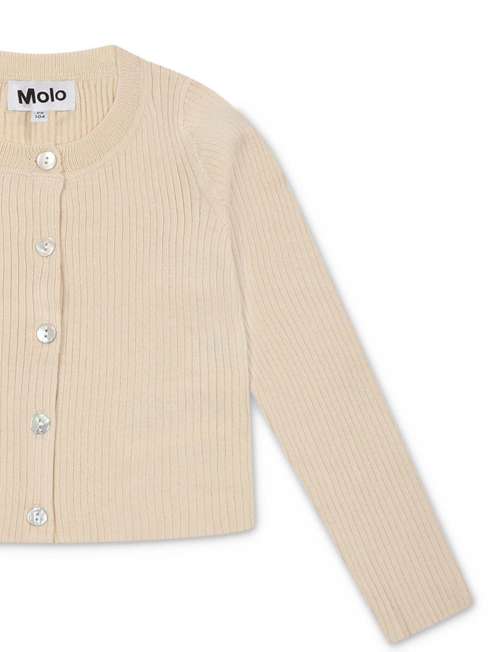 Cardigan Giselle per bambina Molo beige con bottoni in madreperla 2S25K302 5410 MOLO