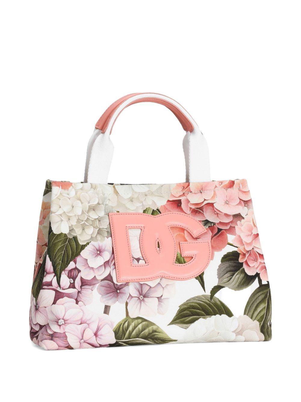 Borsa shopper per bambina Dolce & Gabbana Kids bianca con stampa a fiori all-over EB0116 AS732 HA5XG DOLCE & GABBANA KIDS