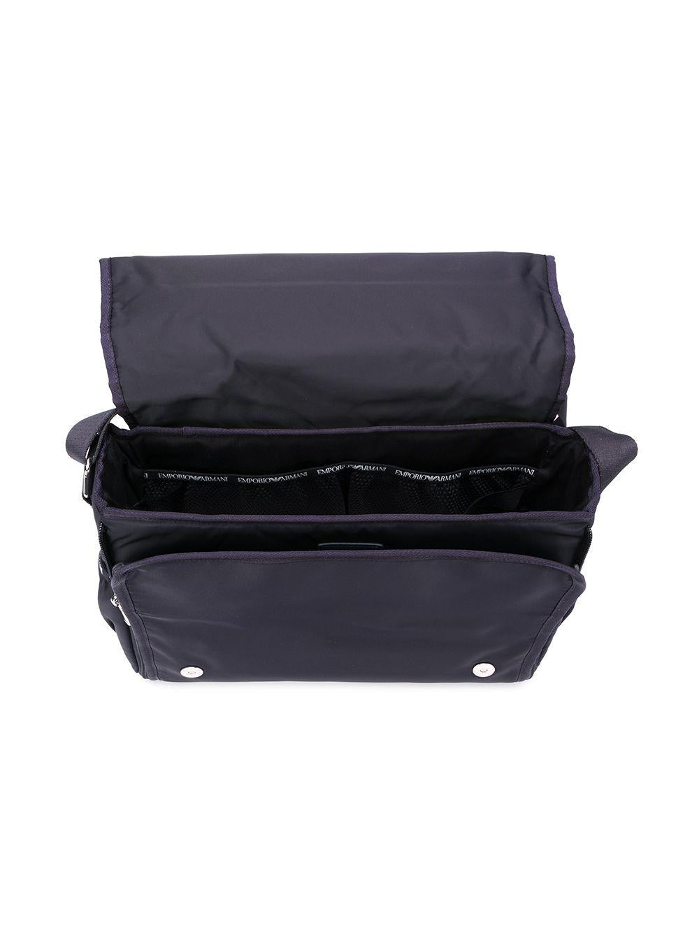 Borsa fasciatoio per neonati Emporio Armani Kids blu con logo argento 402145 CC904 06935 EMPORIO ARMANI KIDS