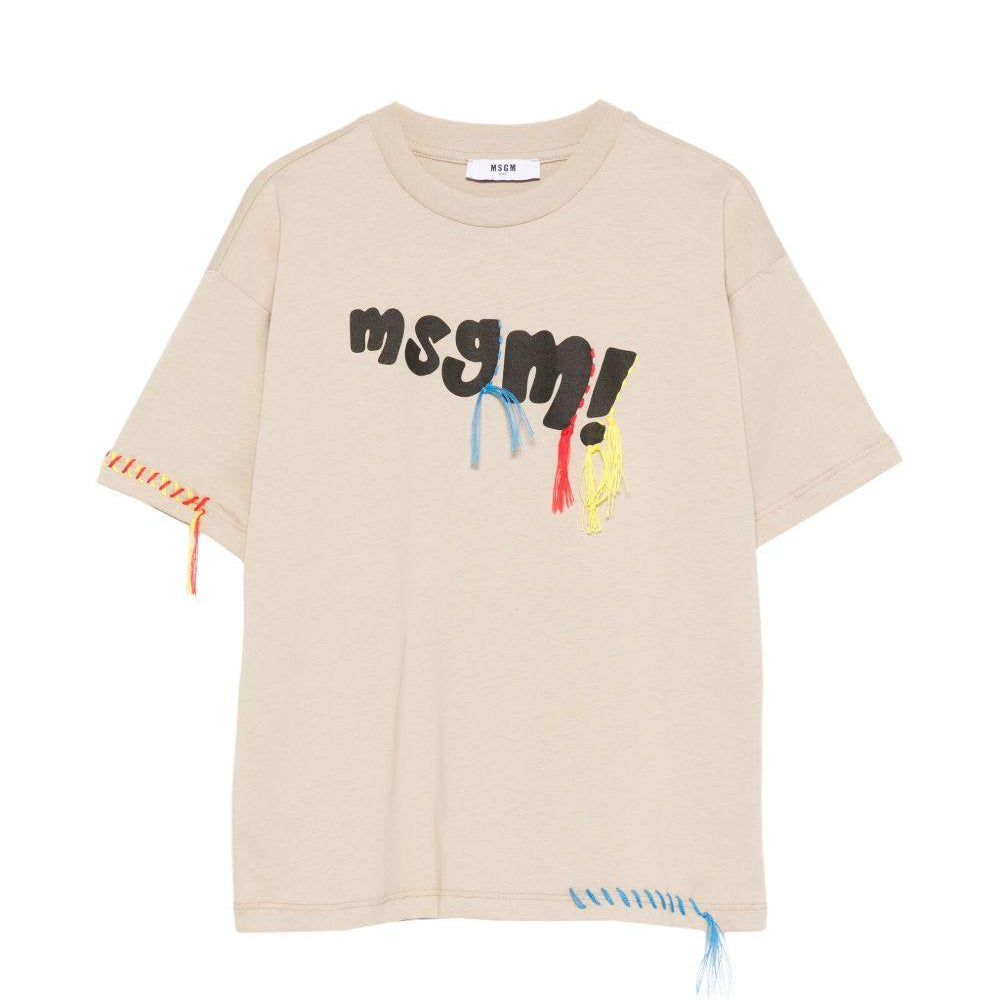 T-shirt per bambini MSGM Kids beige con dettaglio logo S6MSJUTH136 092 MSGM KIDS