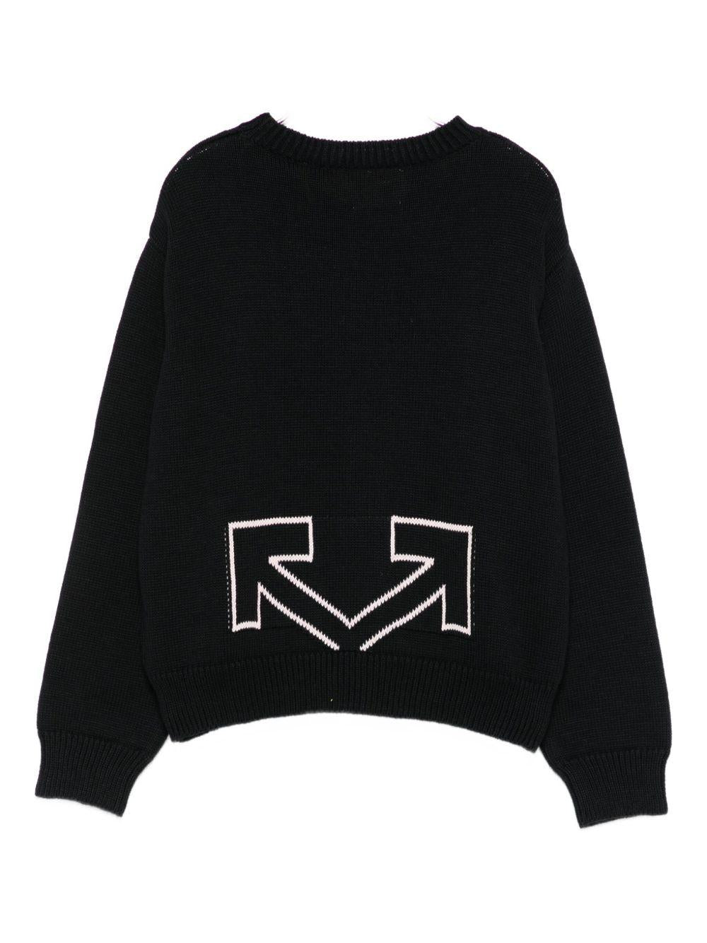 Maglione per bambina Off-White Kids nero con dettaglio logo OGHE002F25KNI001 103C OFF WHITE KIDS