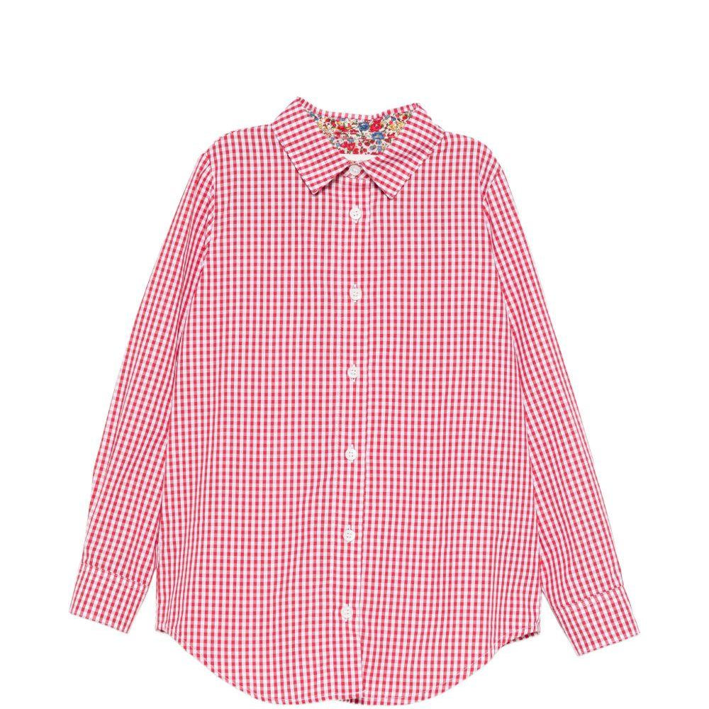 Camicia Brigitte per bambina MC2 Saint Barth Kids rossa con design a quadri BRIG003 00975L MC2 ST. BARTH KIDS