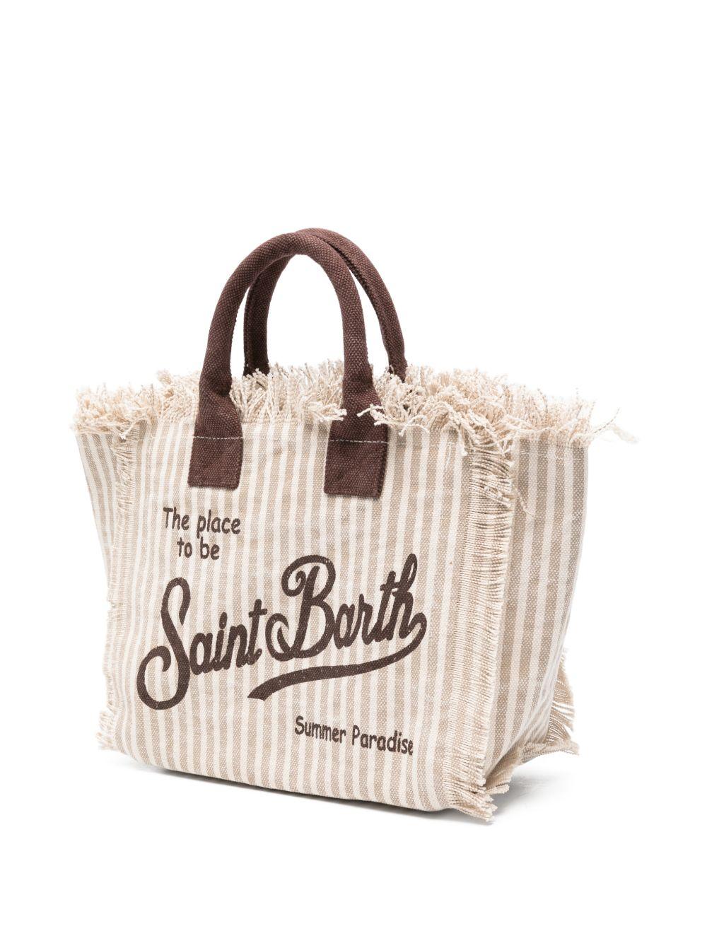 Borsa Colette MC2 Saint Barth bianca e beige con motivo a righe COL0001 03450L MC2 ST. BARTH KIDS