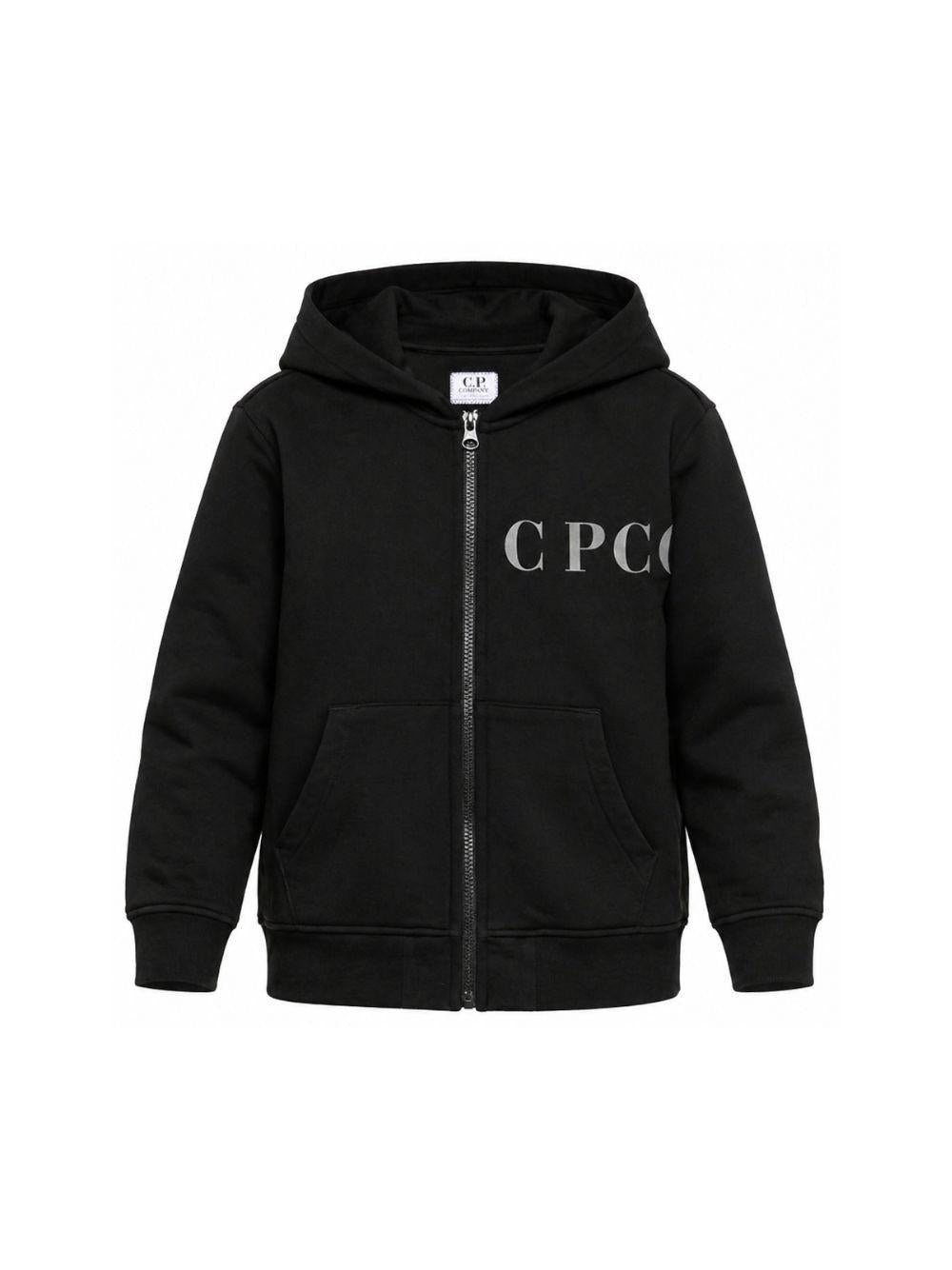 Felpa per bambino C.P. Company Kids nera con logo sul davanti CUF01SLCA69 60100 C.P.COMPANY KIDS