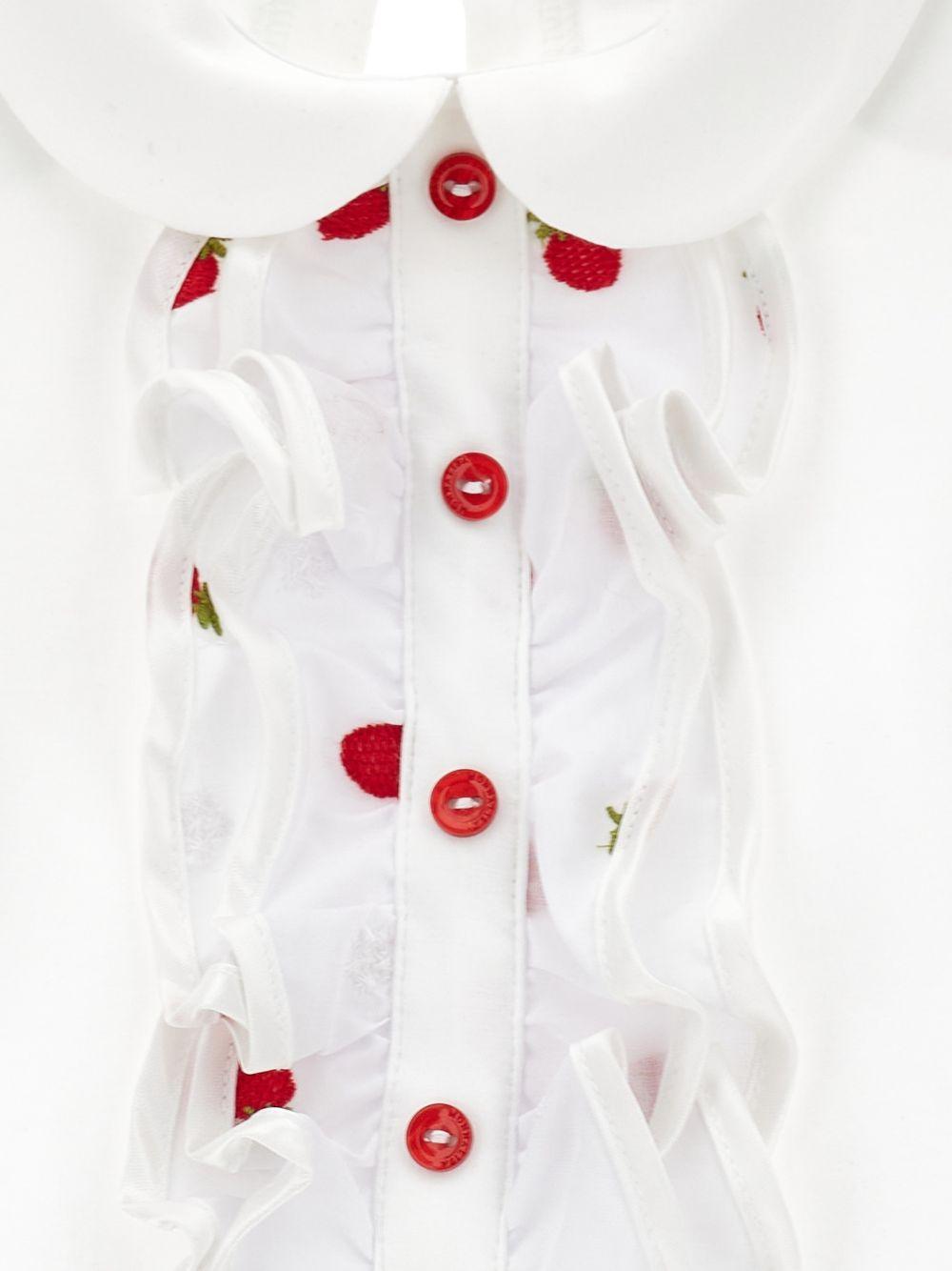 T-shirt per neonata Monnalisa bianca con motivo fragola 31G618 7201NB 0099 MONNALISA