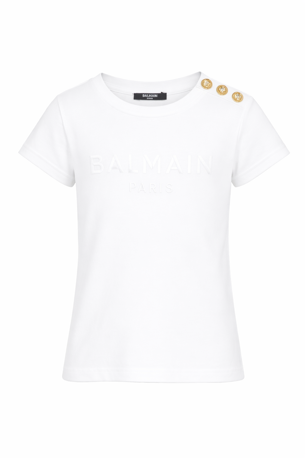 T-shirt da bambina Balmain Kids bianca con bottoni BY8A21 Z3277 100BC BALMAIN KIDS
