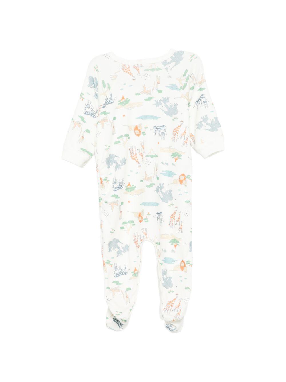 Tutina per neonato Petit Bateau bianca con stampa grafica animali all-over A0F9N 01 PETIT BATEAU