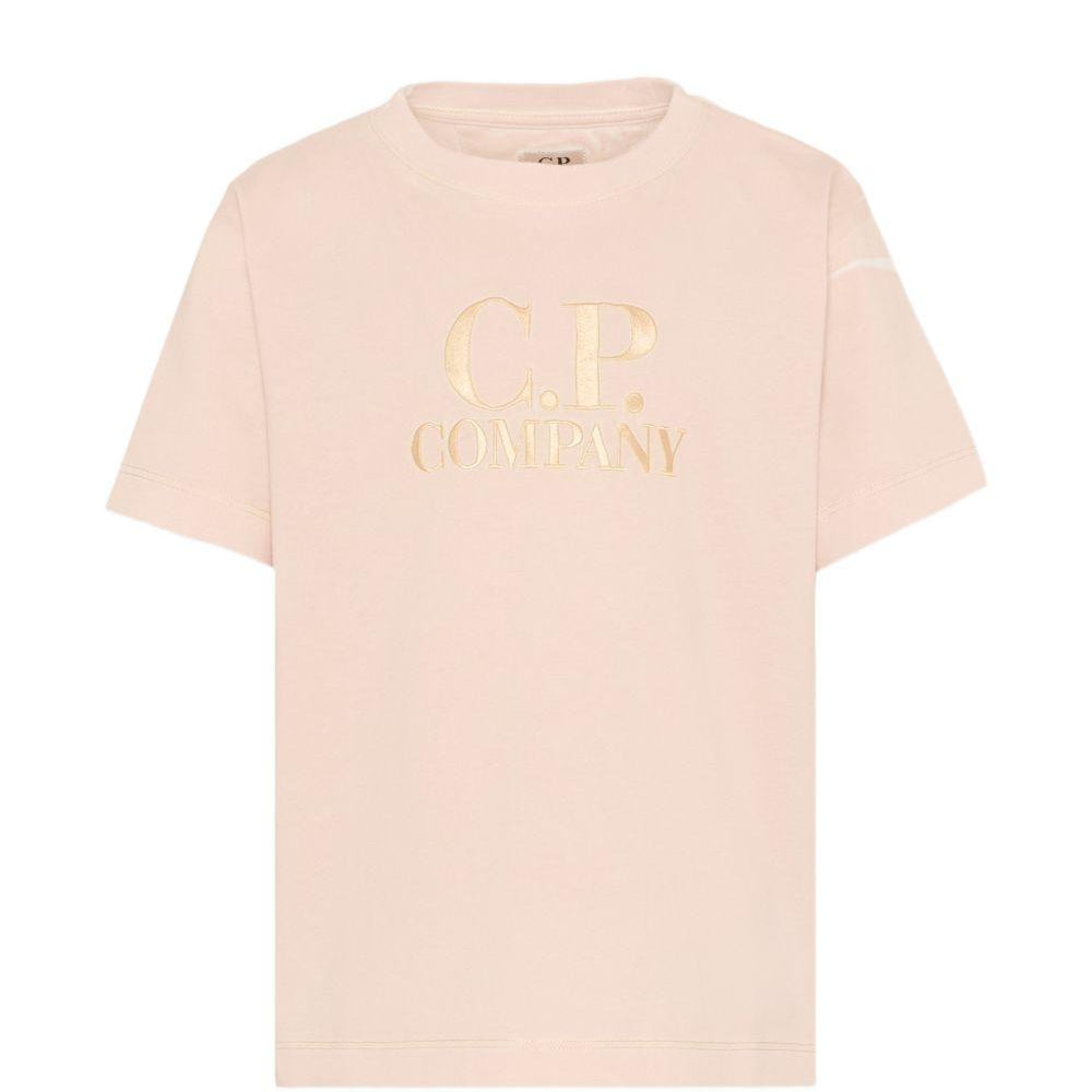 T-shirt per bambino C.P. Company Kids beige con logo sul davanti CNM00QLAA17 10135 C.P.COMPANY KIDS